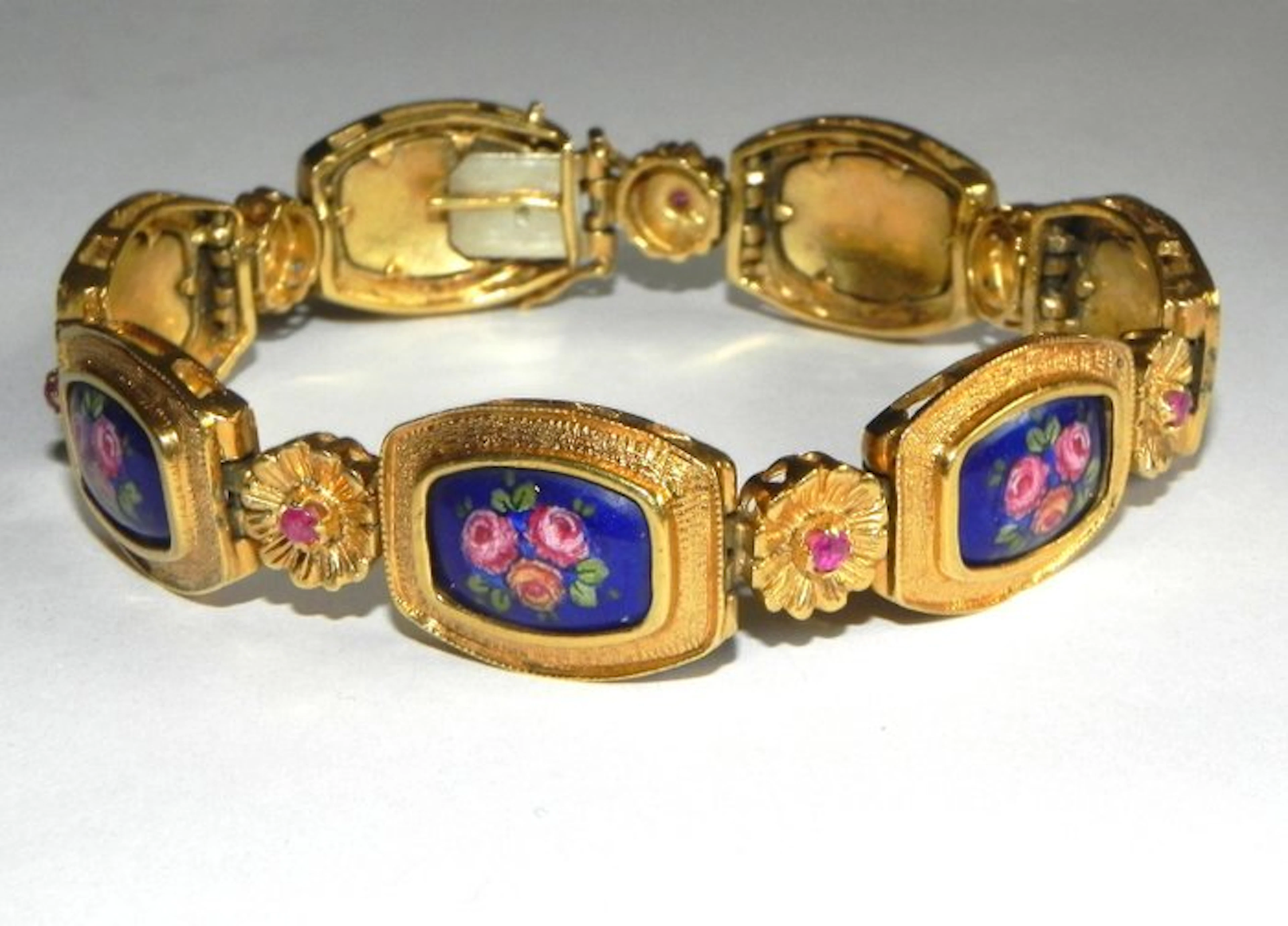 Bracelet - 18 kt. Yellow gold Ruby