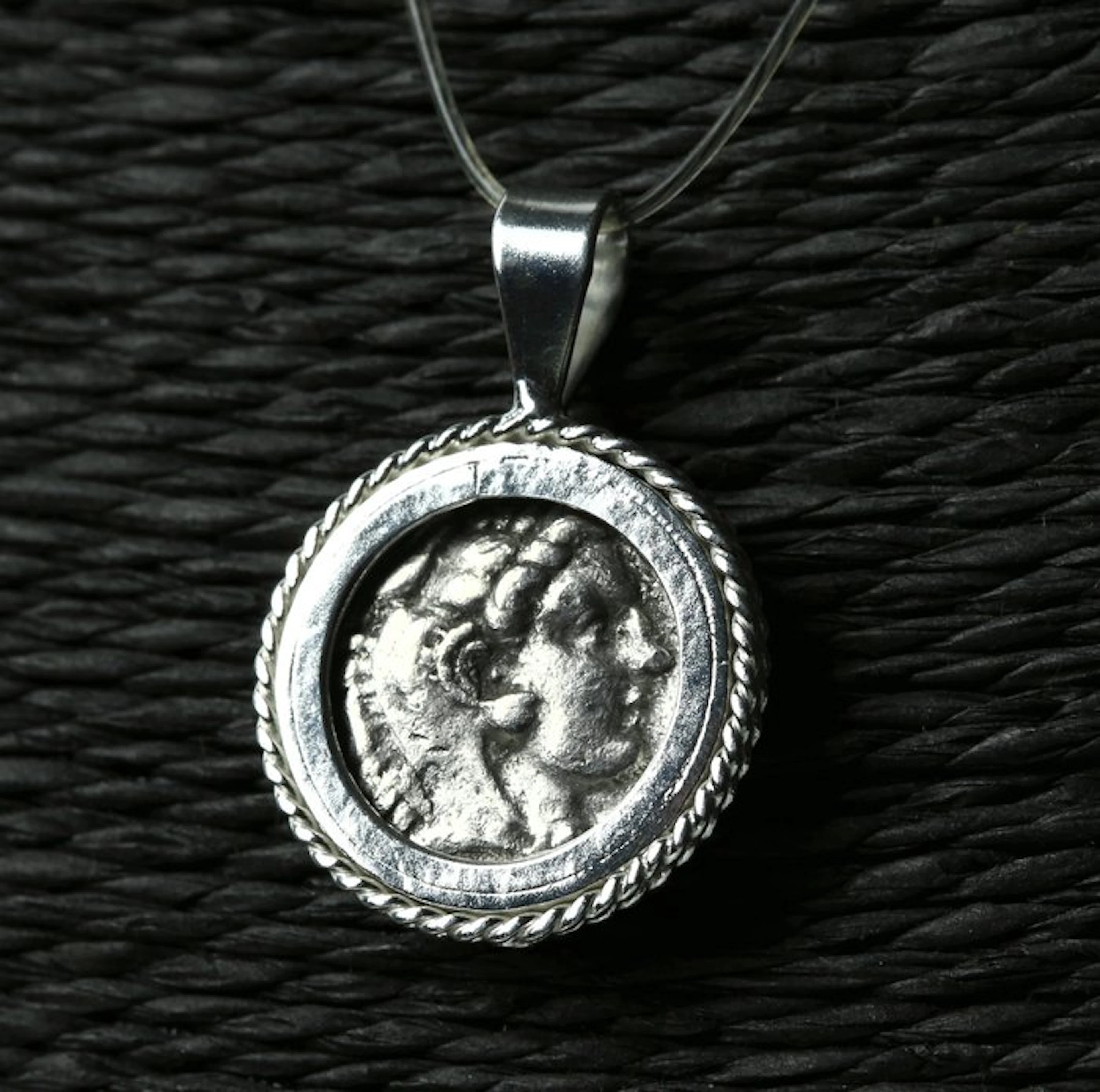 Modern Silver Pendant with Ancient Greek Alexander the...