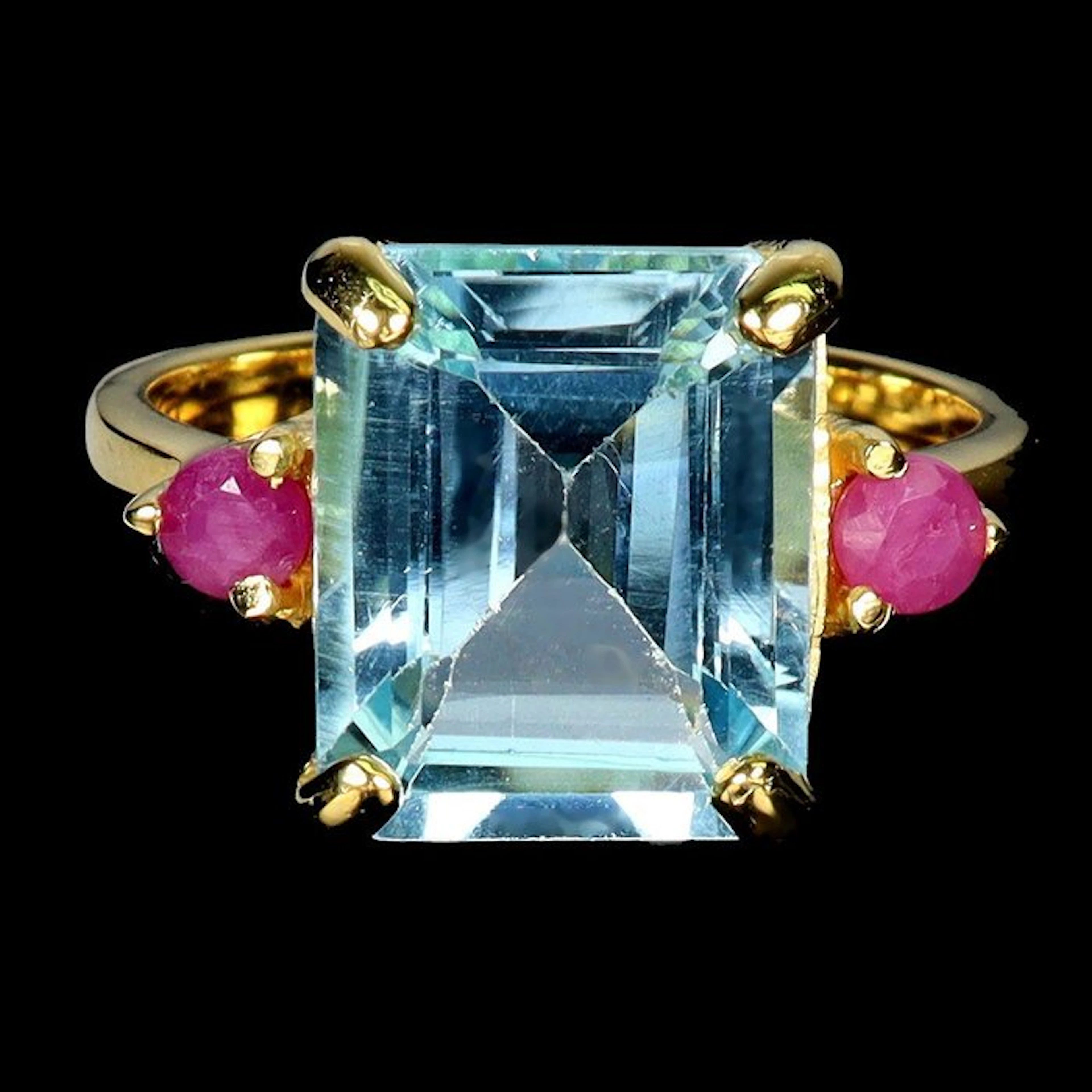 No reserve price - Ring Silver, 14K Yellow Gold plated Topaz - Ruby