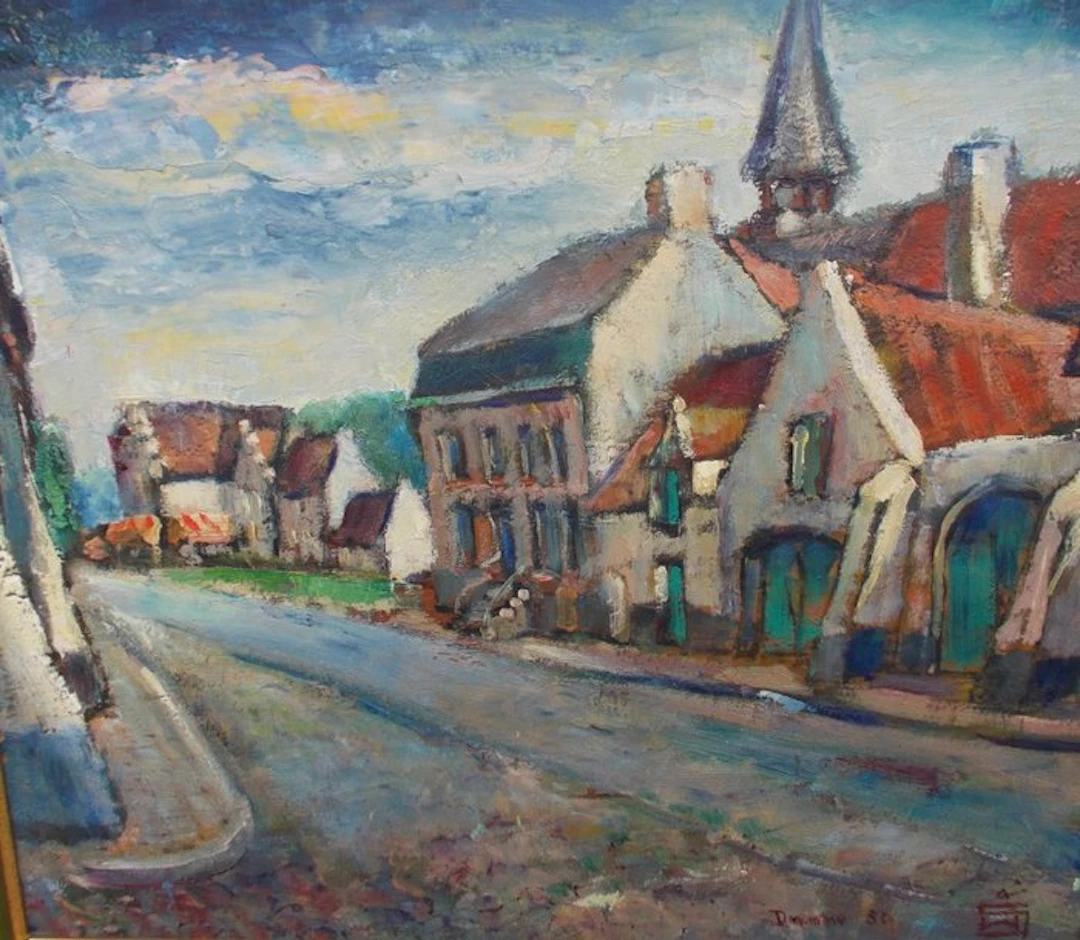 Werner Omer Schietekat(1908-1984) - Dorpsgezicht Te Damme(Brugge)
