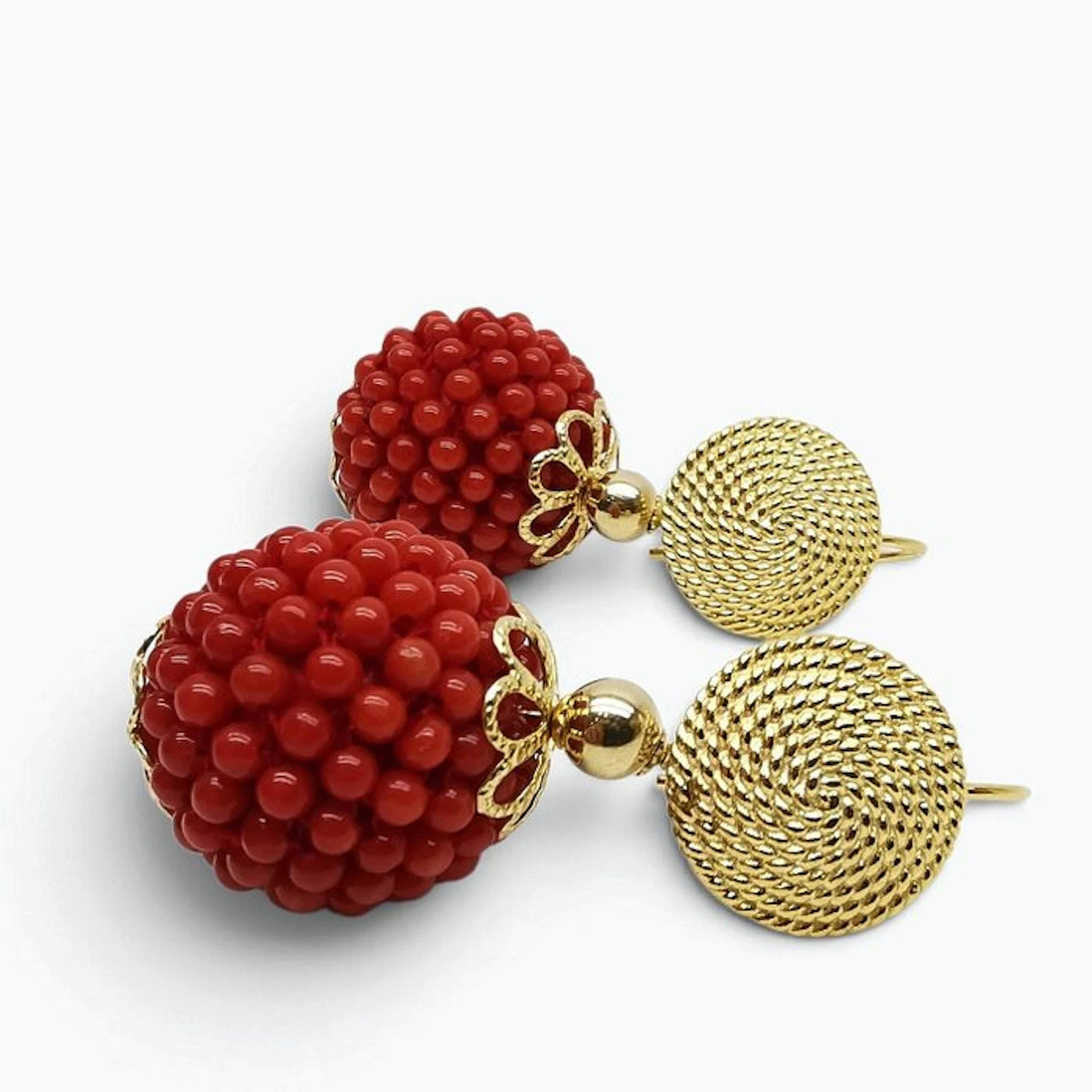 Blood Coral - Silver - Earrings - handmade