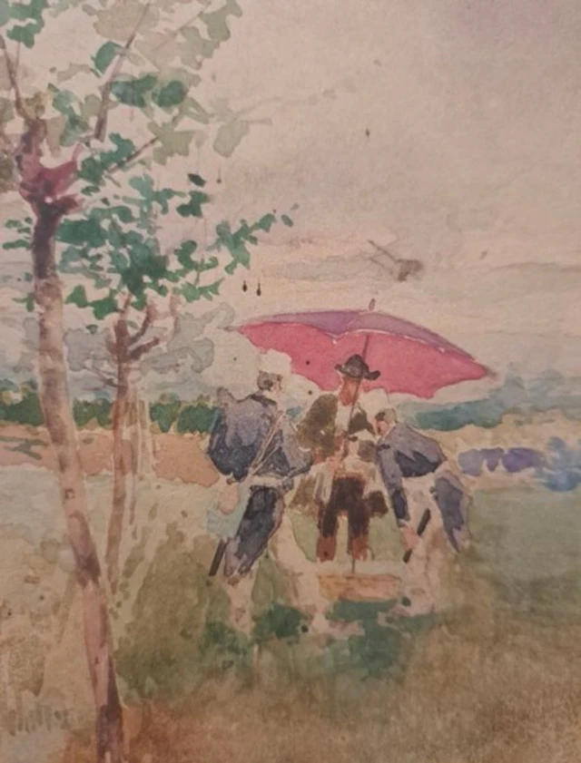 Odoardo Borrani (1833-1905), Attributed to - Il saluto dei soldati