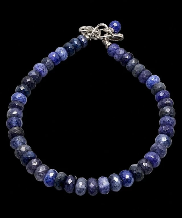Premium Natural Faceted Blue Sapphire Bracelet - Bracelet - Bracelet