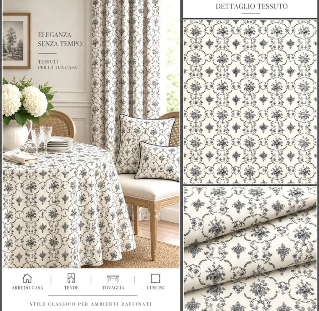 Prestigious and exclusive Toile de Jouy-style fabric in double-height design