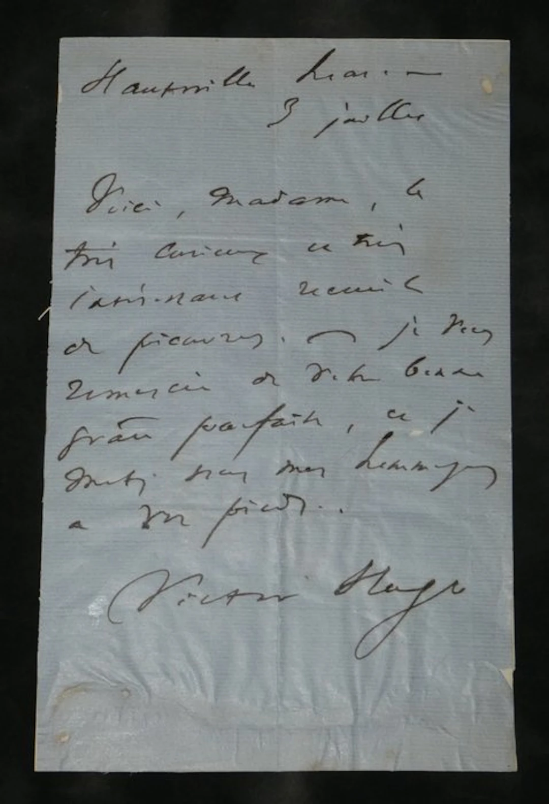 Victor Hugo - Lettre autographe signée - Remerciements...