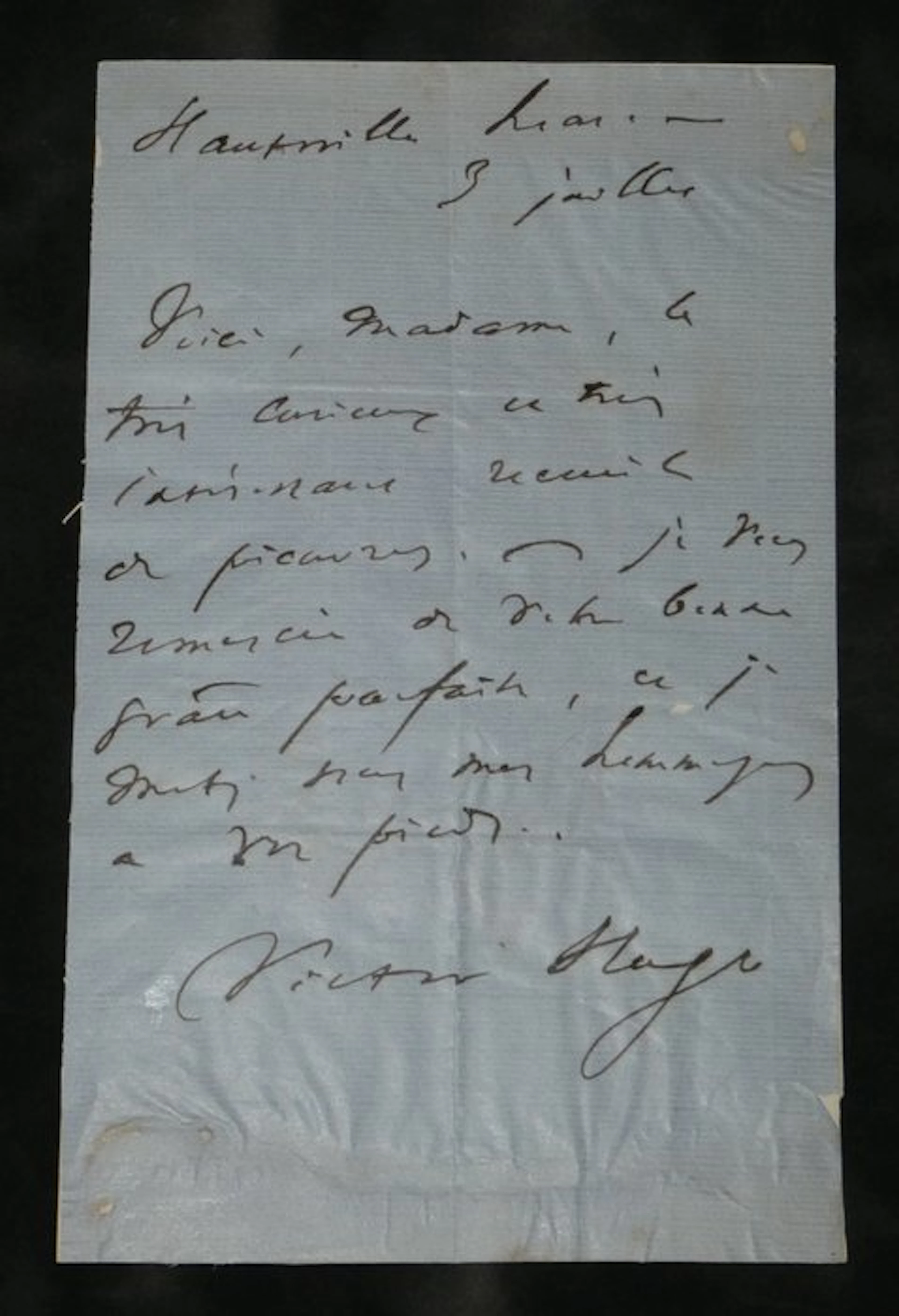 Victor Hugo - Lettre autographe signée - Remerciements...