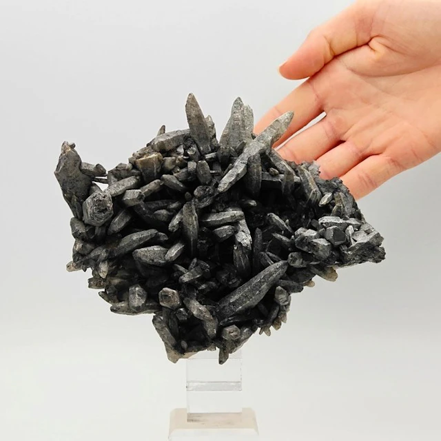 ESTETICO CLUSTER of gray bituminous quartz