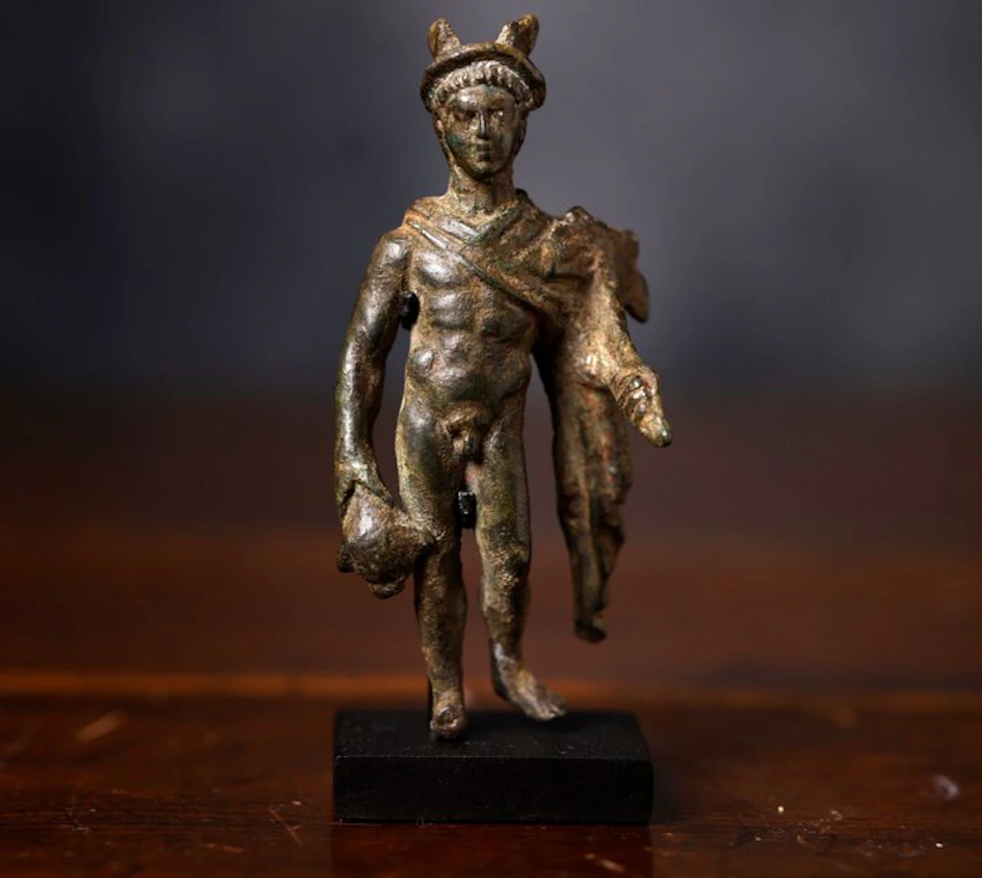 Roman bronze Mercury / Spanish export license - 9 cm