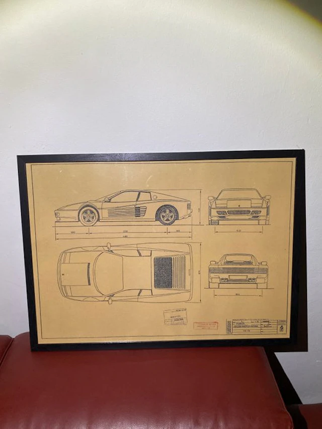 Frame - Ferrari - Plano Técnico Vintage Original Ferrari...