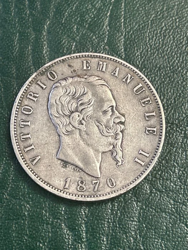 Italy, Kingdom Vittorio Emanuele II. 5 Lire 1870 Roma (No reserve price)