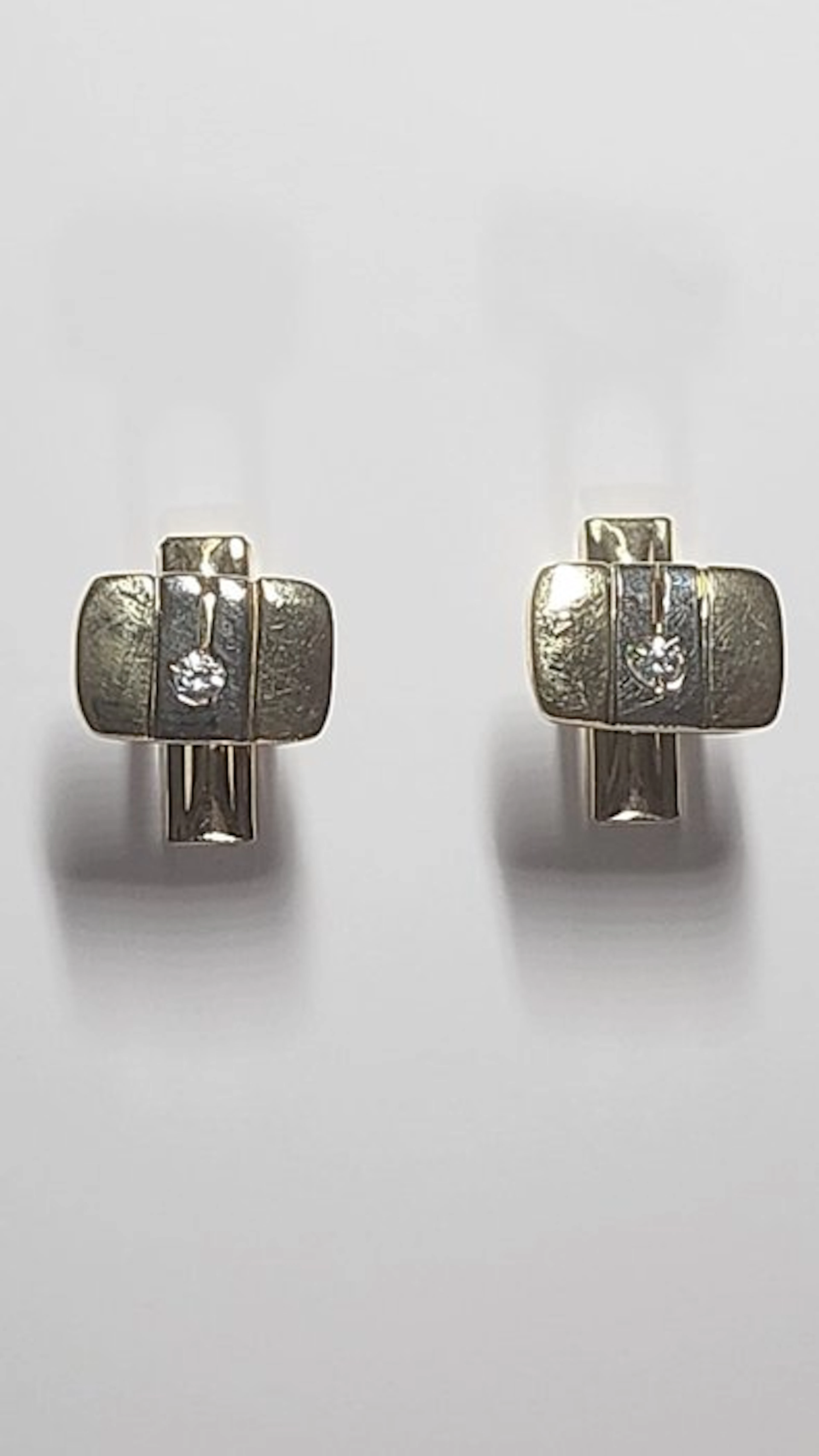 Cufflinks - 18 kt. Yellow gold Diamond (Natural) - tiny rhinestones