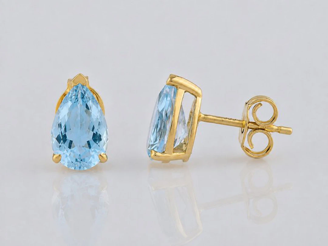 No reserve price - Earrings - 14 kt. Yellow gold - 2.91ct. tw. Topaz