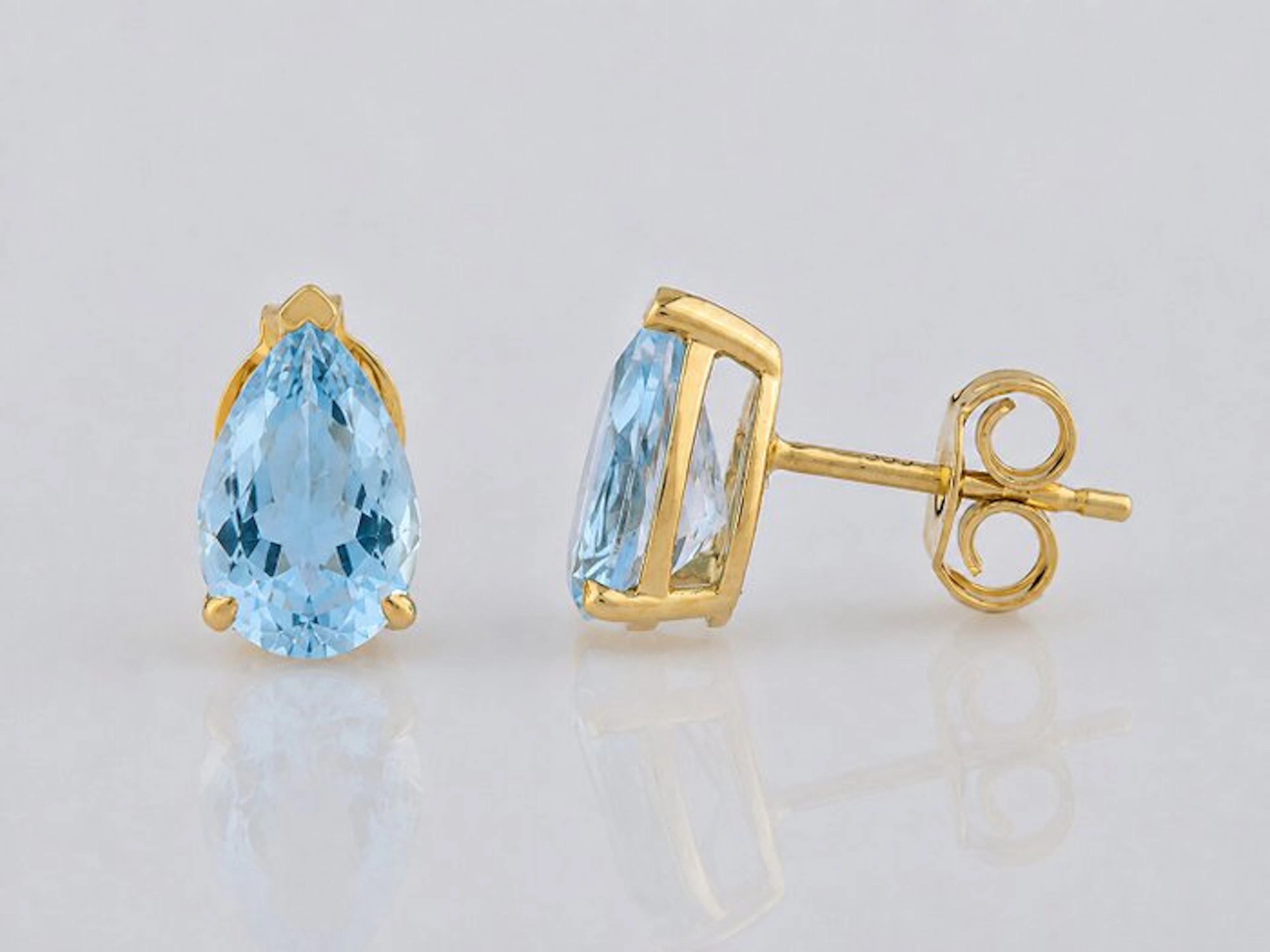No reserve price - Earrings - 14 kt. Yellow gold - 2.91ct. tw. Topaz