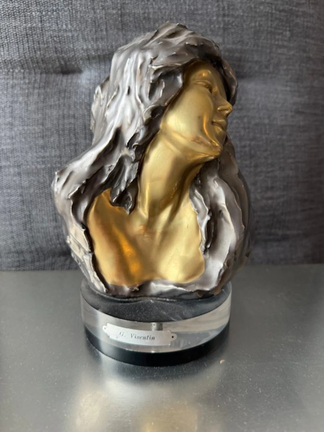 gianni visentin - Sculpture, Donna - 21 cm - platinum