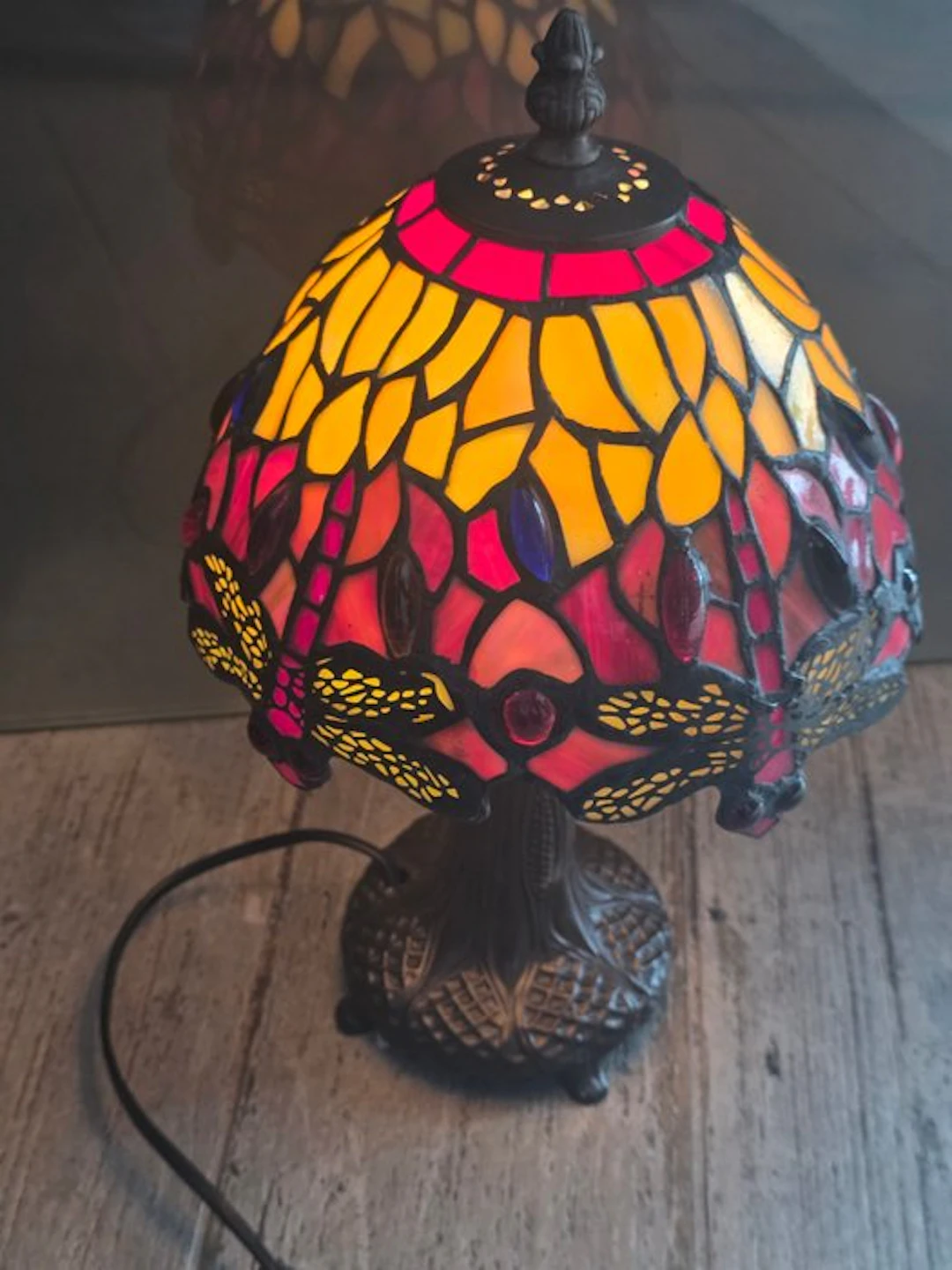 Table lamp - Metal, stained glass