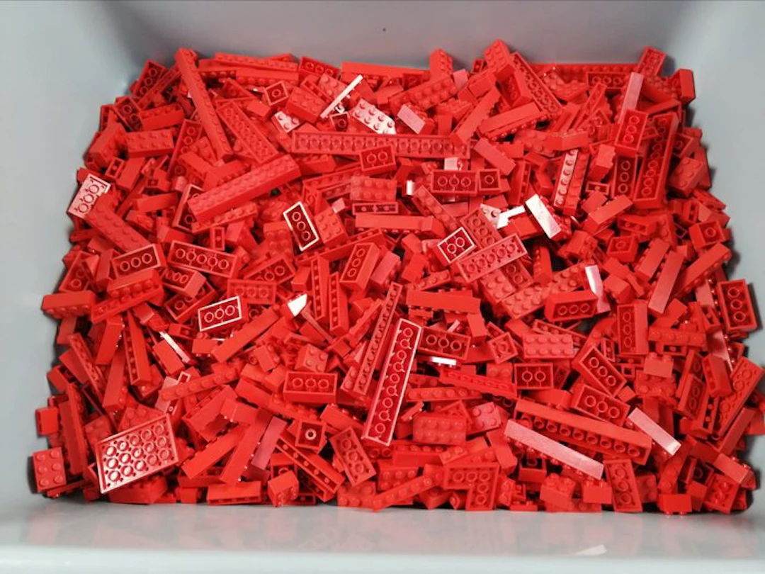 LEGO - geen serie - 01. Partij van 1000 rode bouwstenen - 1990-2000
