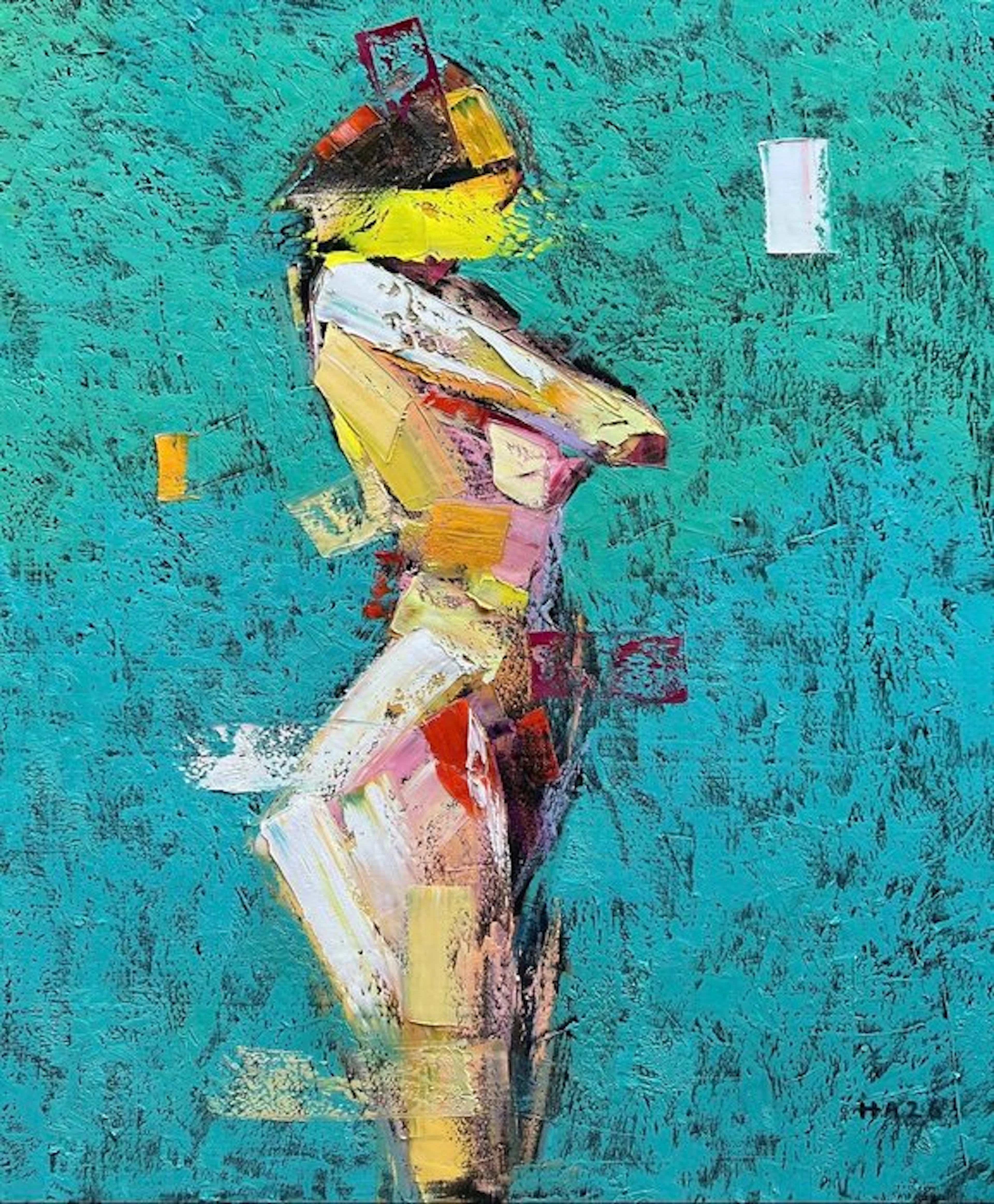 Hoang Anh - Éclat dans le Turquoise ↑120 →100 cm