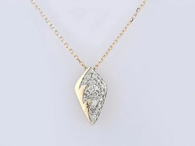 Necklace with pendant - 14 kt. Yellow gold - 0.18ct. tw. Diamond (Natural)