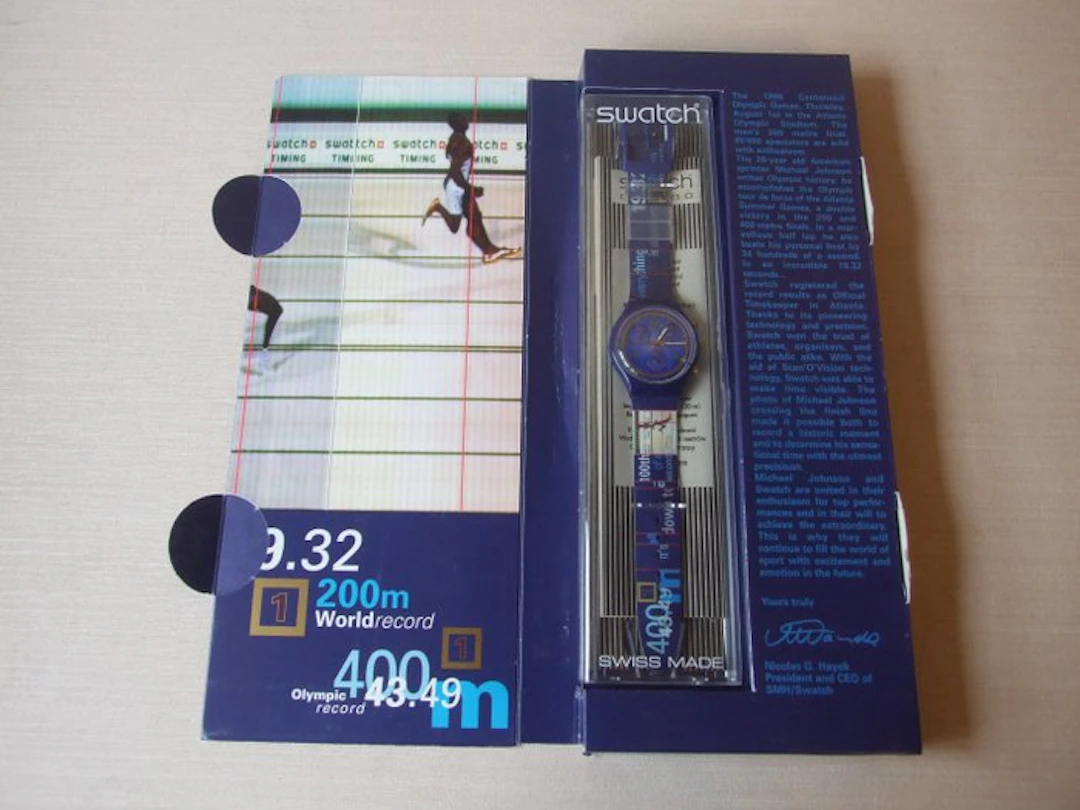 SWATCH Chrono Olympic Special GOLD MEDAL Michael Johnson...