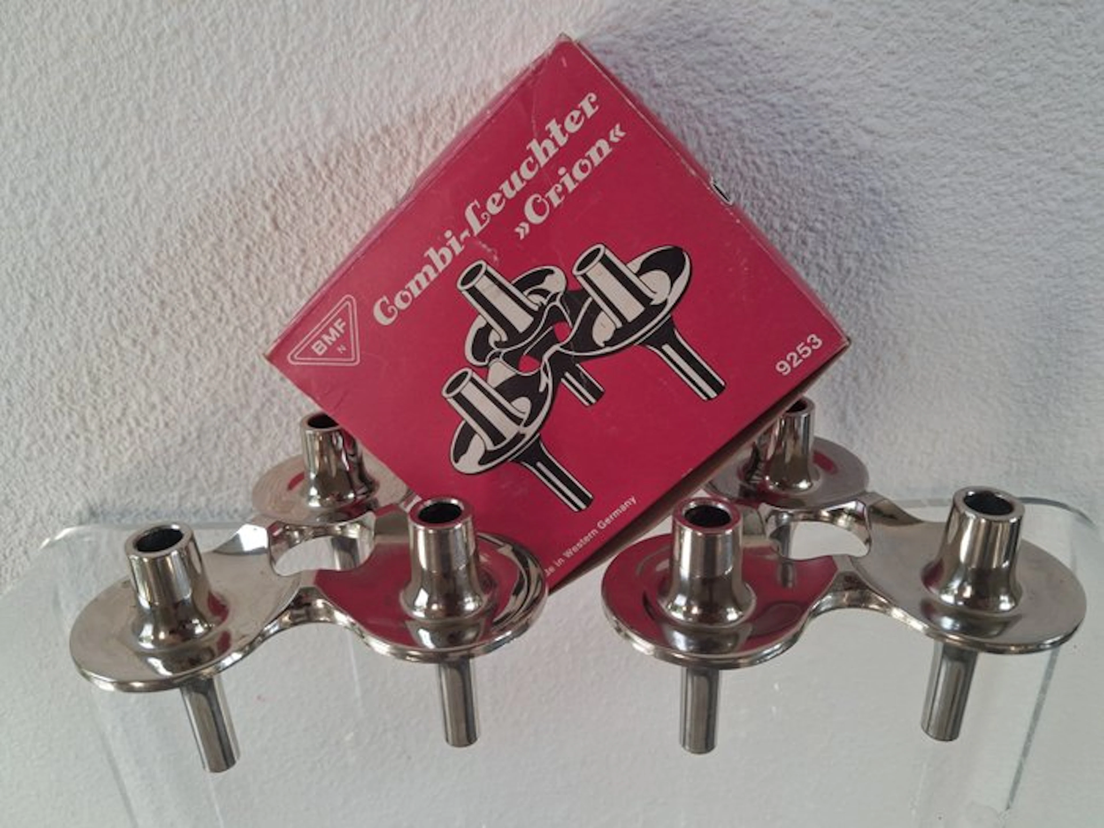 BMF - Fritz Nagel - Candlestick 9253 Orion (2) - Chrome - Chrome design 1960