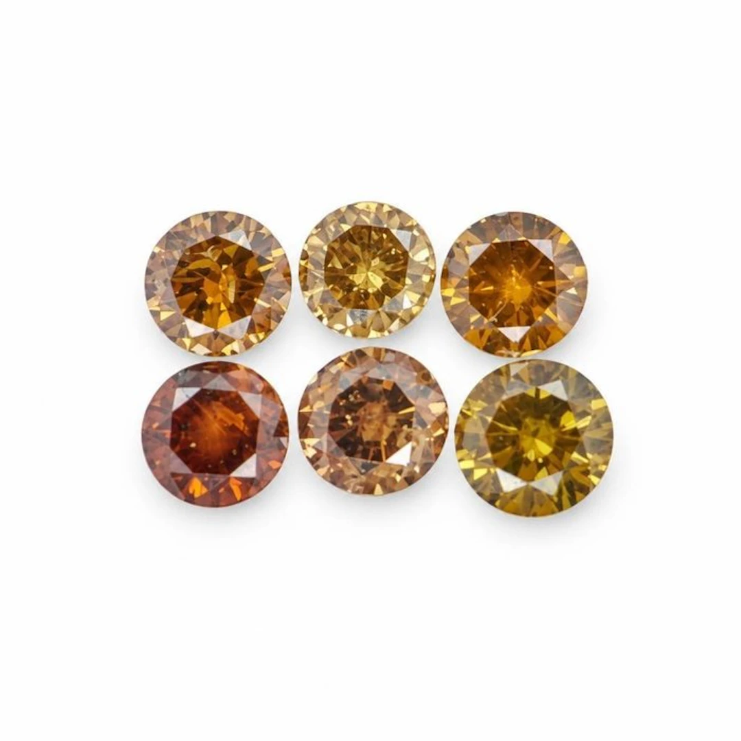 No reserve price - 6 pcs Diamond (Natural coloured) - 0.98 ct - Round - Fancy