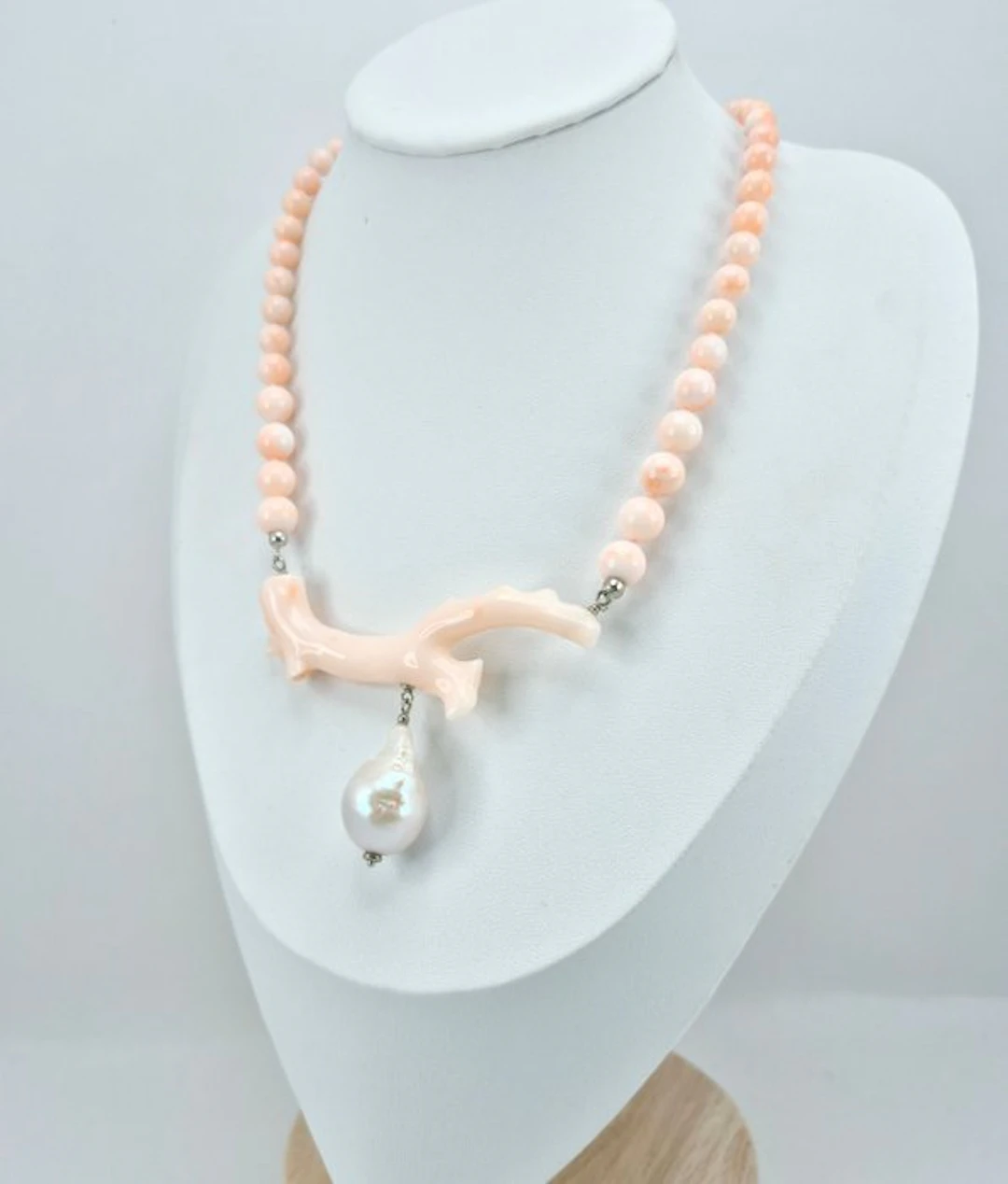 Coral - Silver - Necklace - Pink Coral
