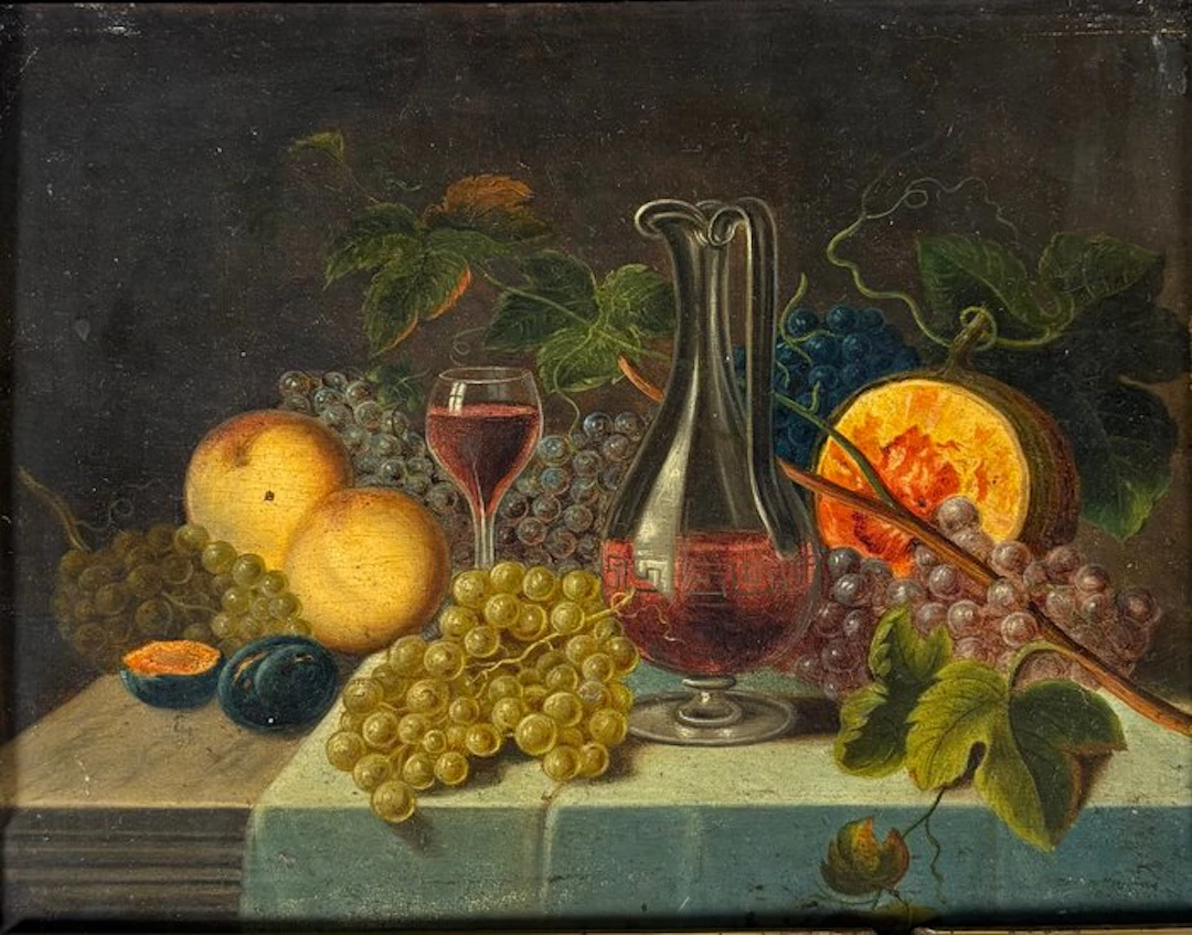 French school (XIX) - Nature morte à la carafe de vin