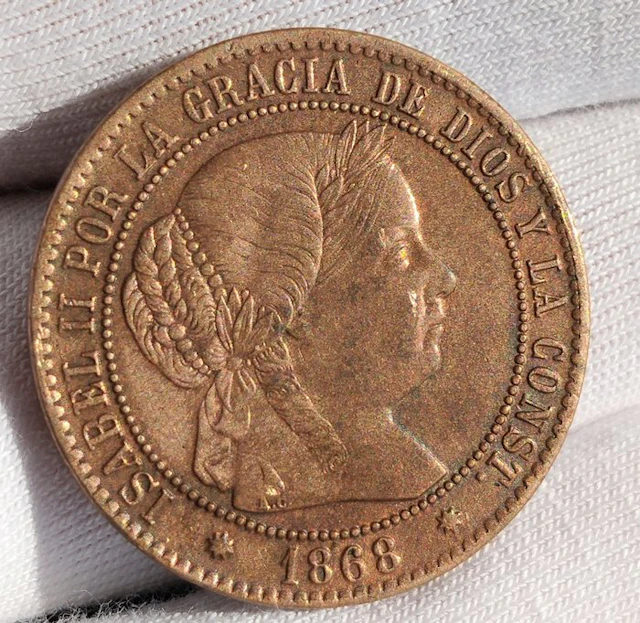 Spain. Isabel II. 2 1/2 Céntimo de Escudo OM 1868 Barcelona (No reserve price)