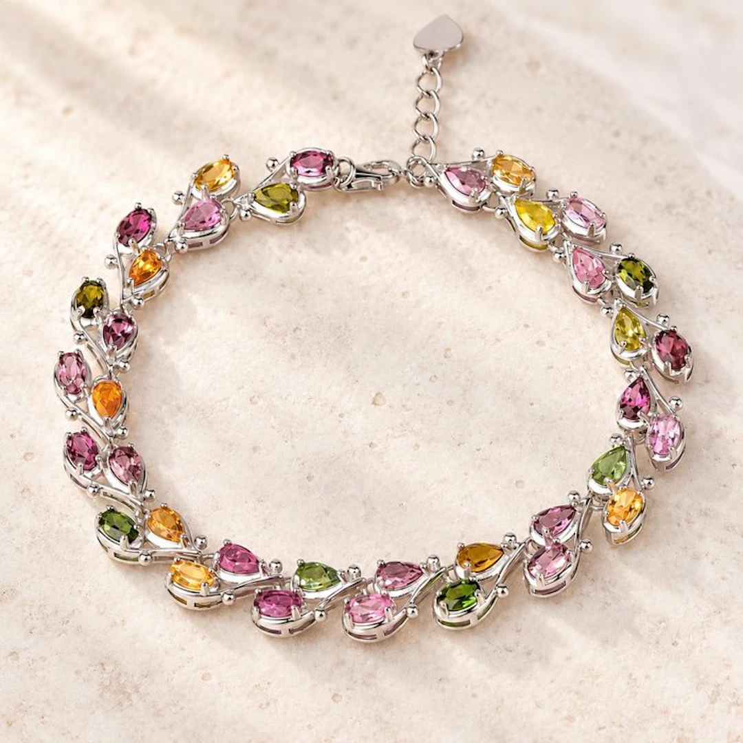 No reserve price - Bracelet Silver - Tourmaline - Certified