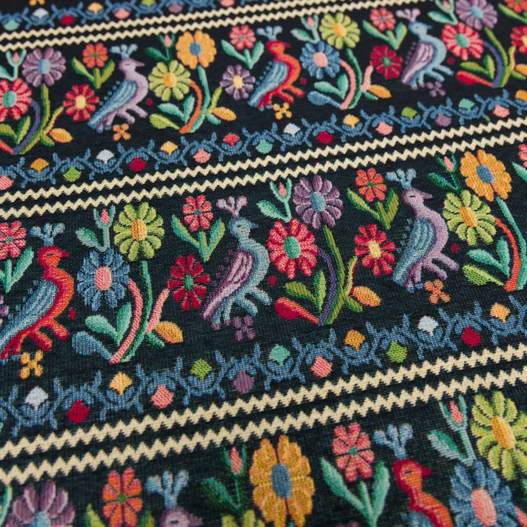 AA298 - Gobelin fabric 'Folk Garden Nero' – Folk stripe...