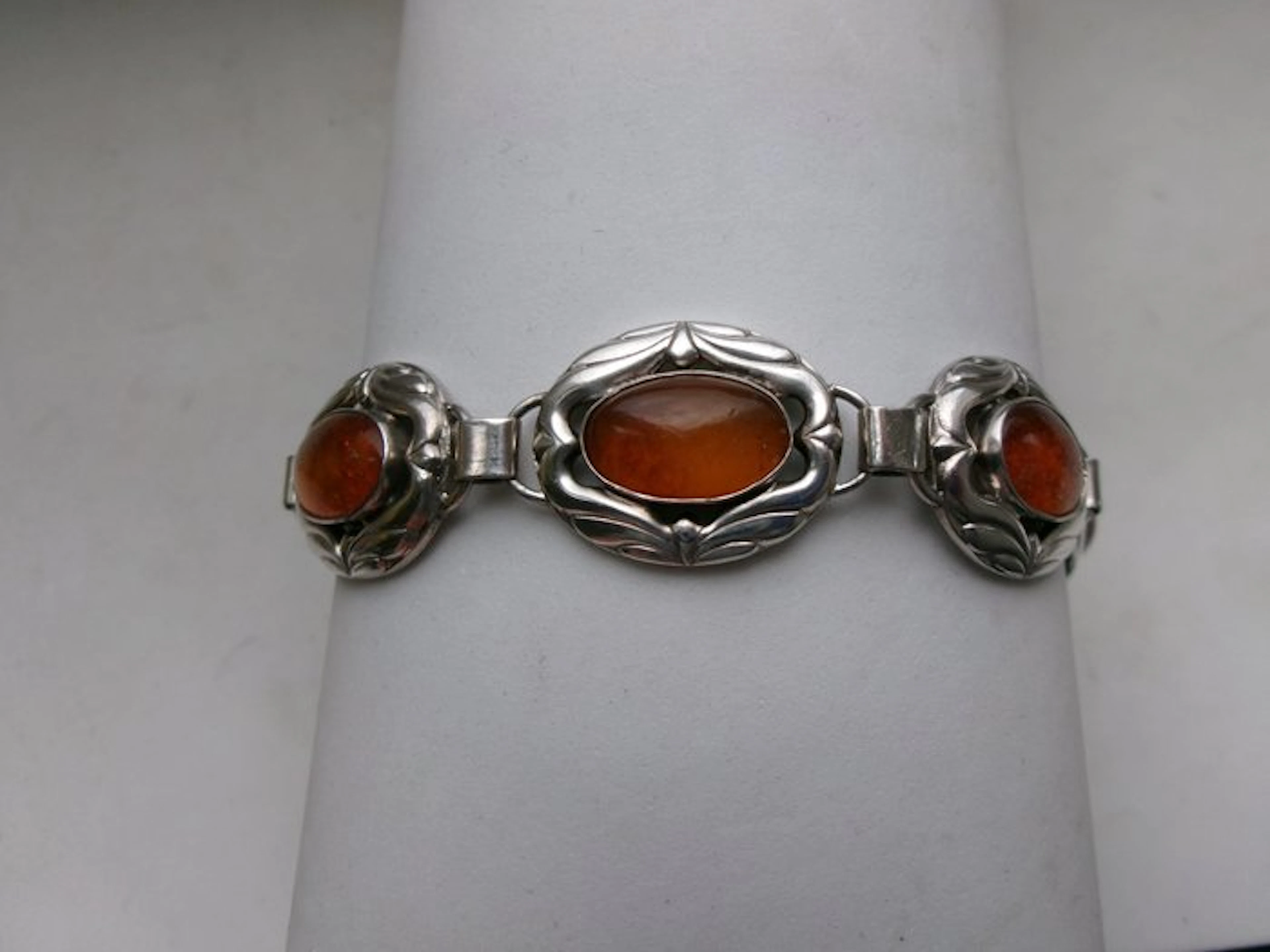 Silver, Amber - Bracelet - Art Nouveau