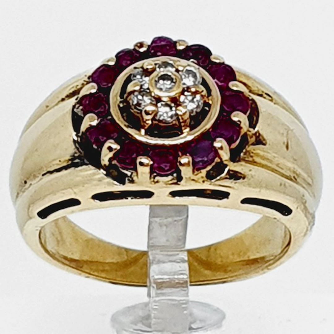 Ring - 18 kt. Yellow gold - 0.37ct. tw. Ruby - Diamond - Corintia