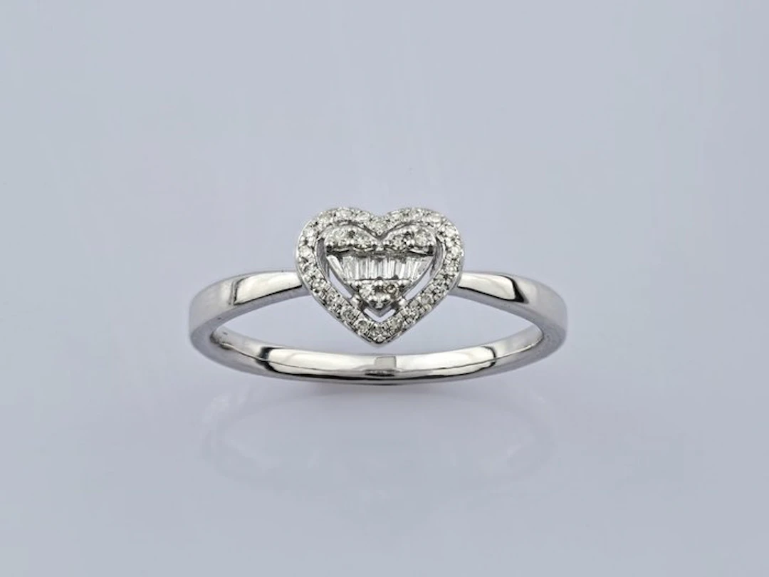 Ring - 14 kt. White gold - 0.11ct. tw. Diamond (Natural)
