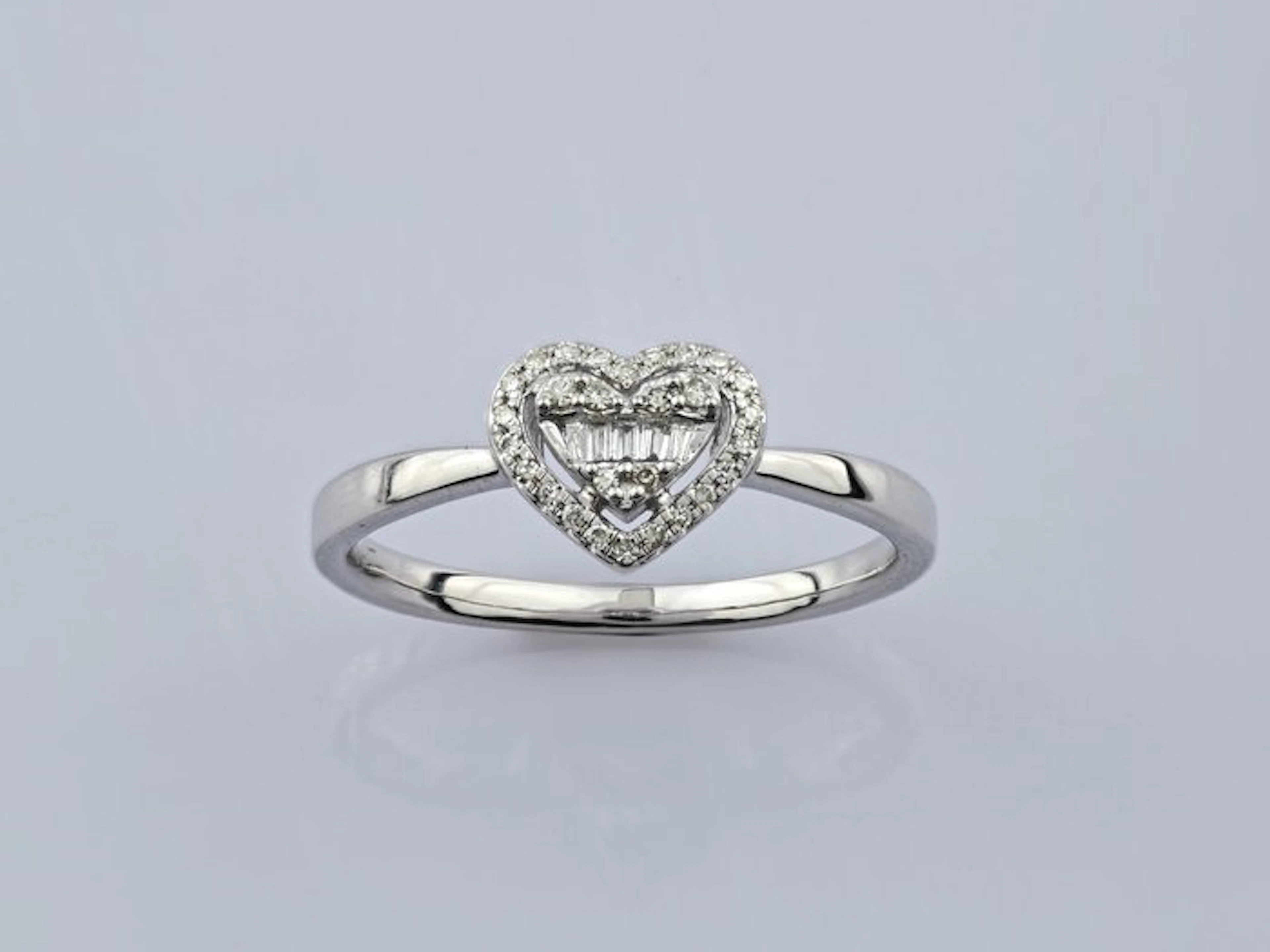 Ring - 14 kt. White gold - 0.11ct. tw. Diamond (Natural)