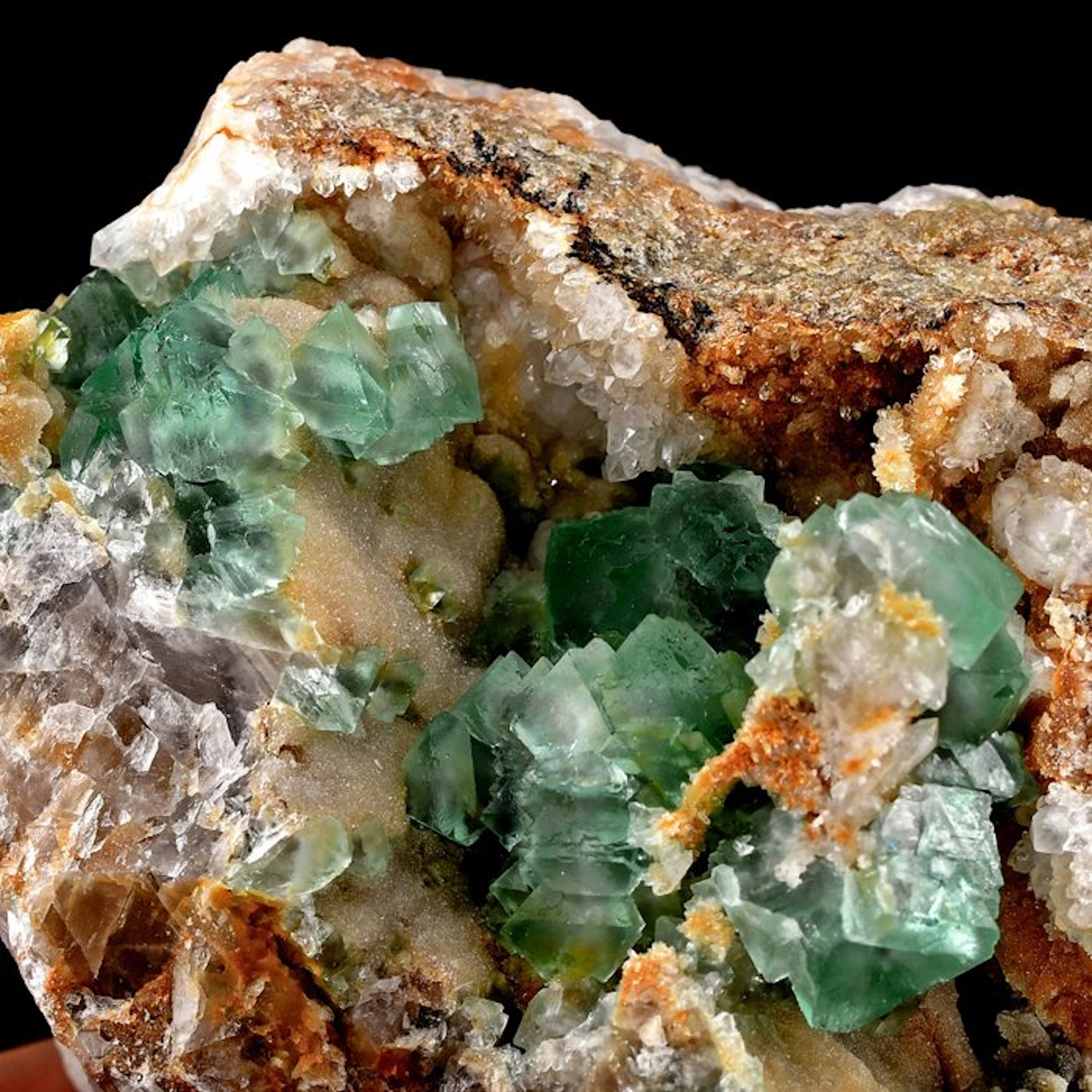 Old, big and rare sky-blue-green octahedral fluorite