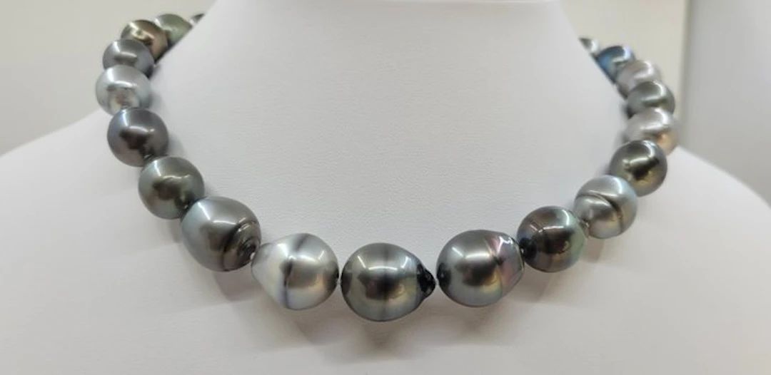 Necklace ALGT Certified Multi Tahitian Pearls - Huge Size - 10.8x15.1mm