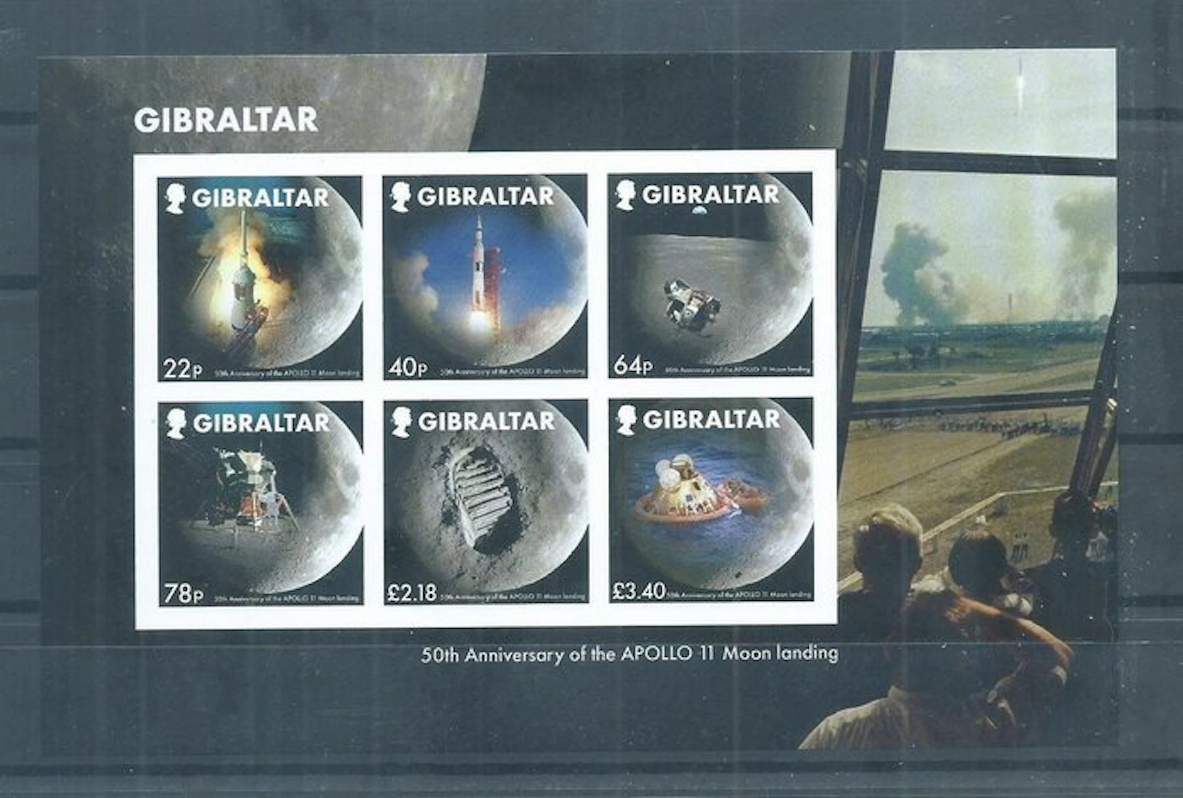 Gibraltar 2019 - The block below: Apollo 11 Moon landing (with certificate)