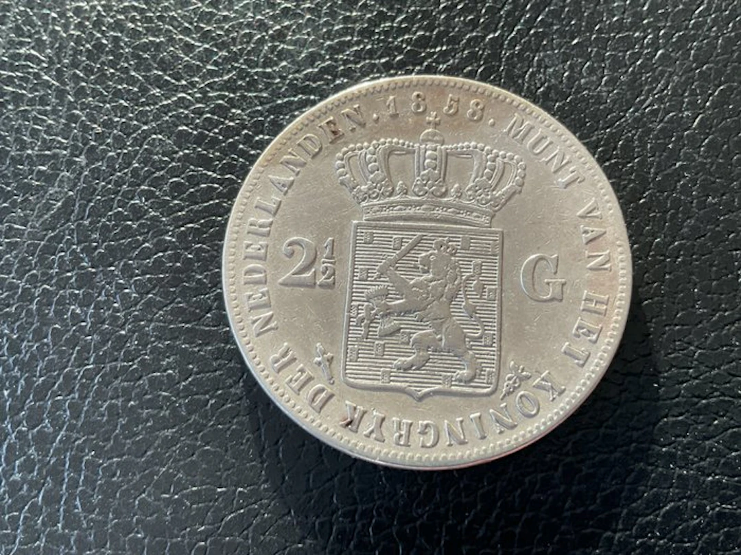 Netherlands. Willem III. 2 1/2 Gulden 1858 (No reserve price)