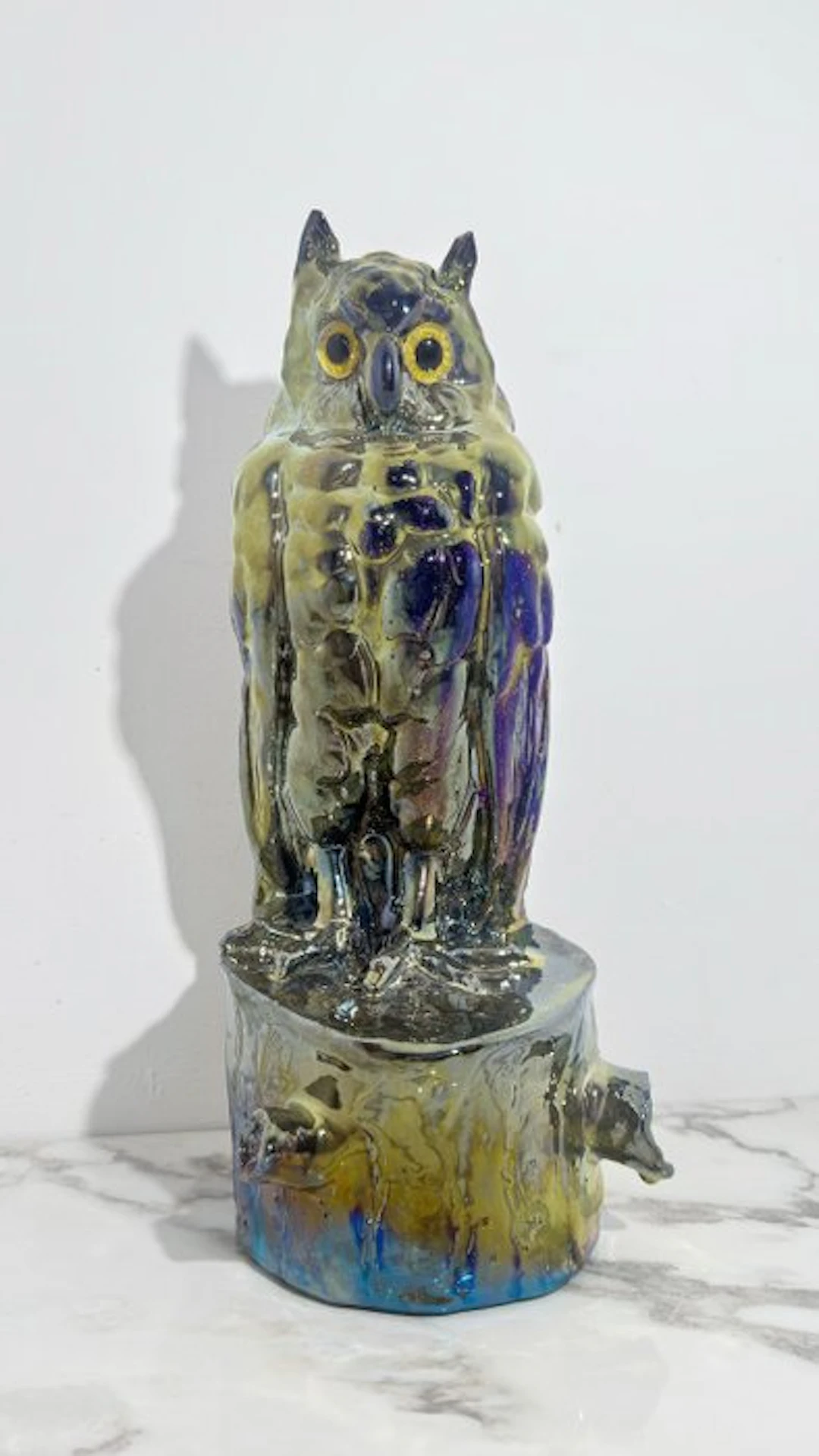 Poterie Rambervilliers - Sculpture, Grand hiboux - 48 cm - Stoneware - 1920