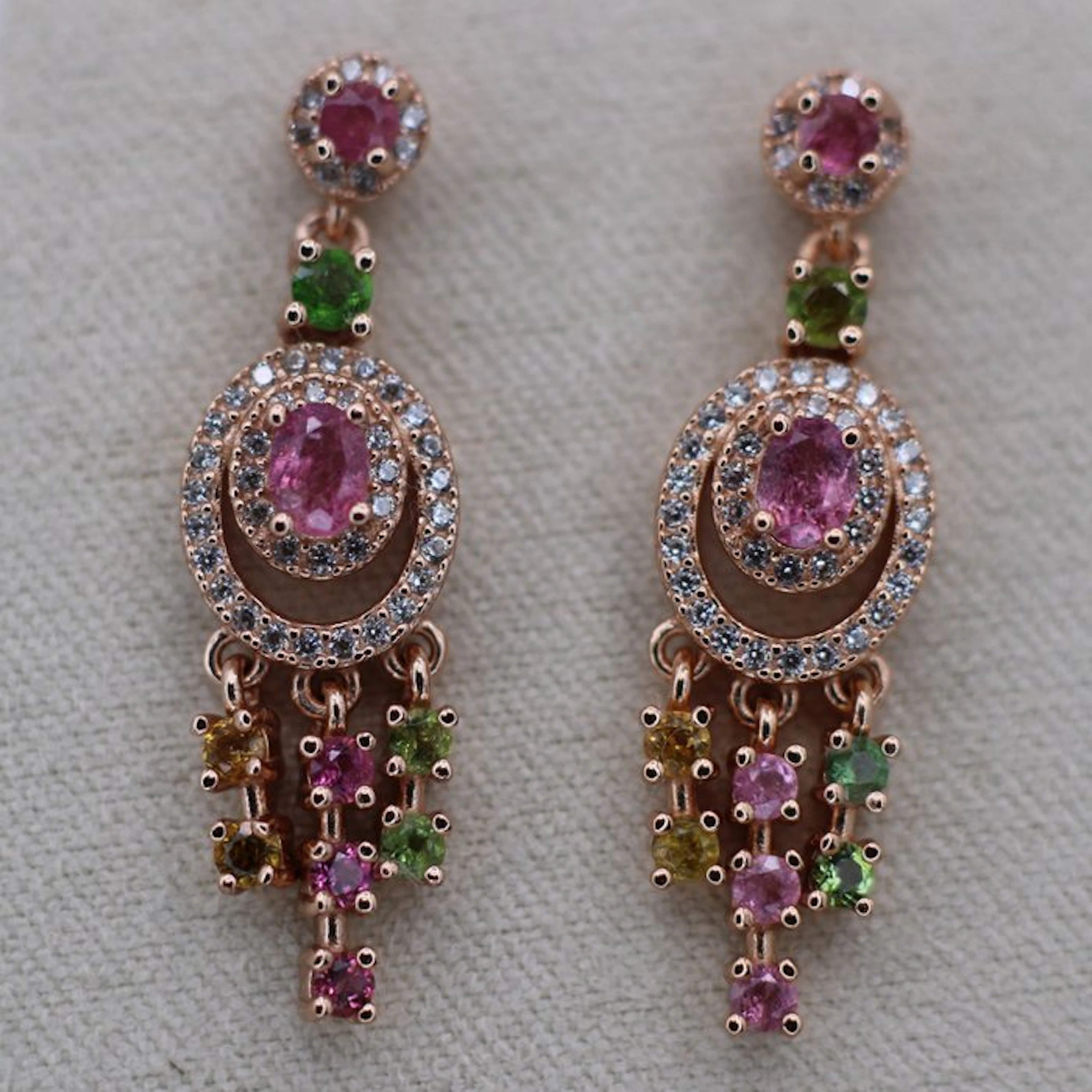 No reserve price - Earrings Silver, Gold-plated - 1.5ct. tw. Tourmaline