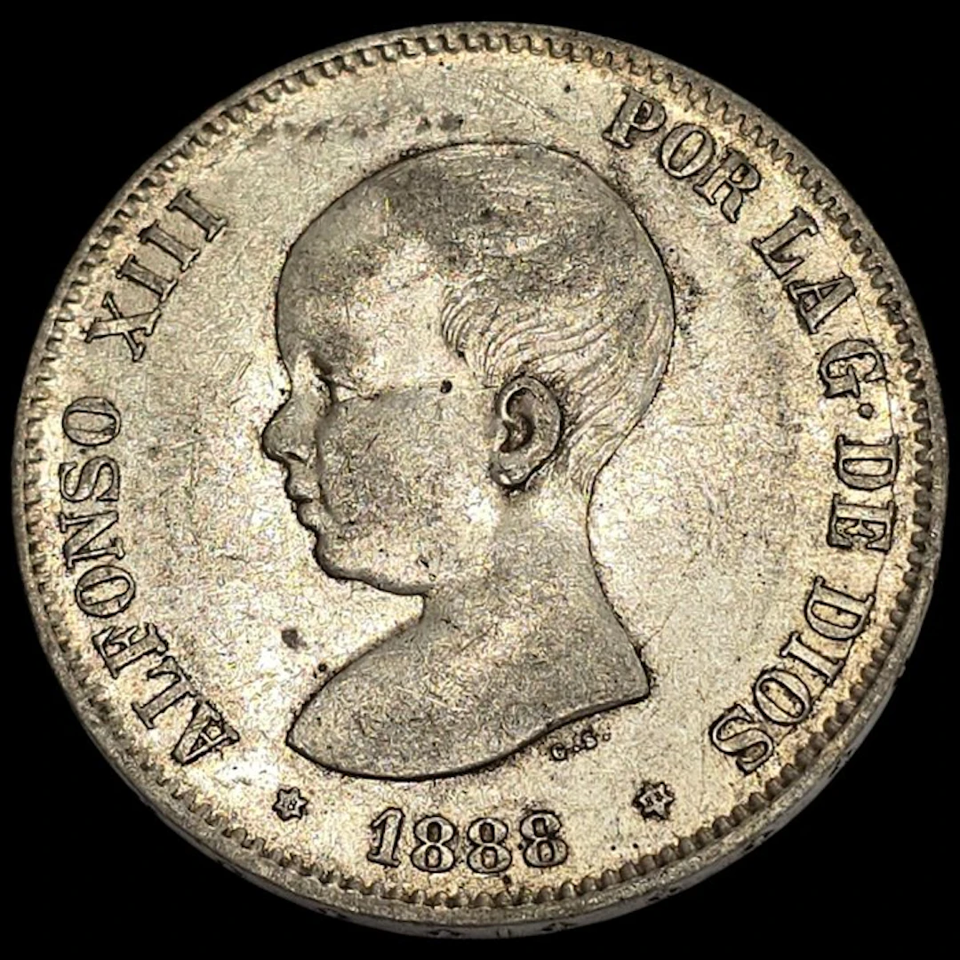 Spain. Alfonso XIII. 5 Pesetas 1888*88 MPM (No reserve price)