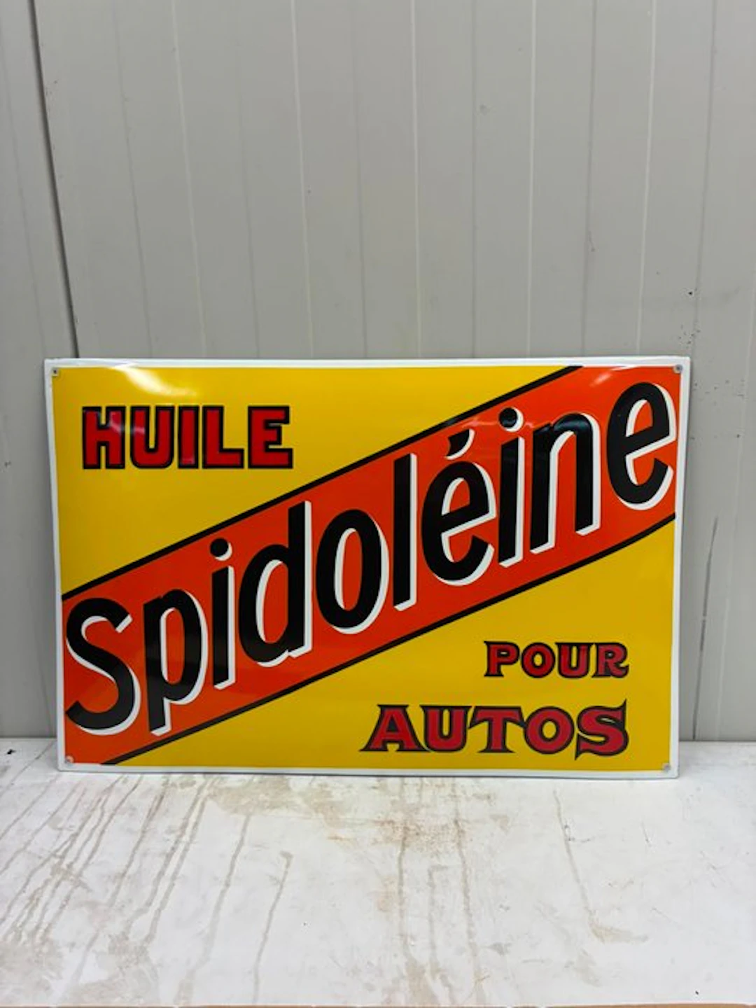 Spidoléine Huile – Groot Emaille Reclamebord – Klassieke...