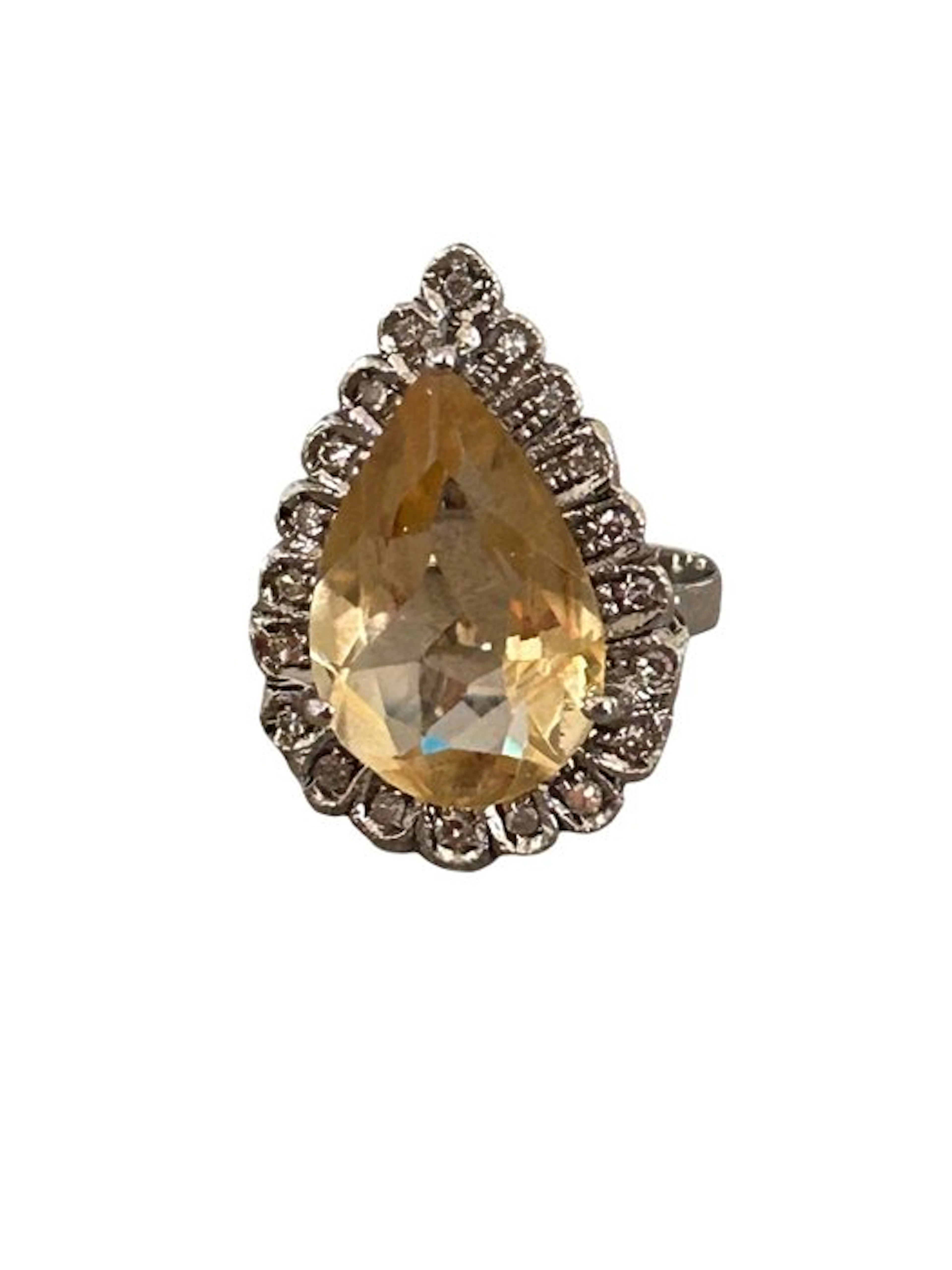 Ring - 18 kt. White gold - 8.40ct. tw. Citrine - Diamond