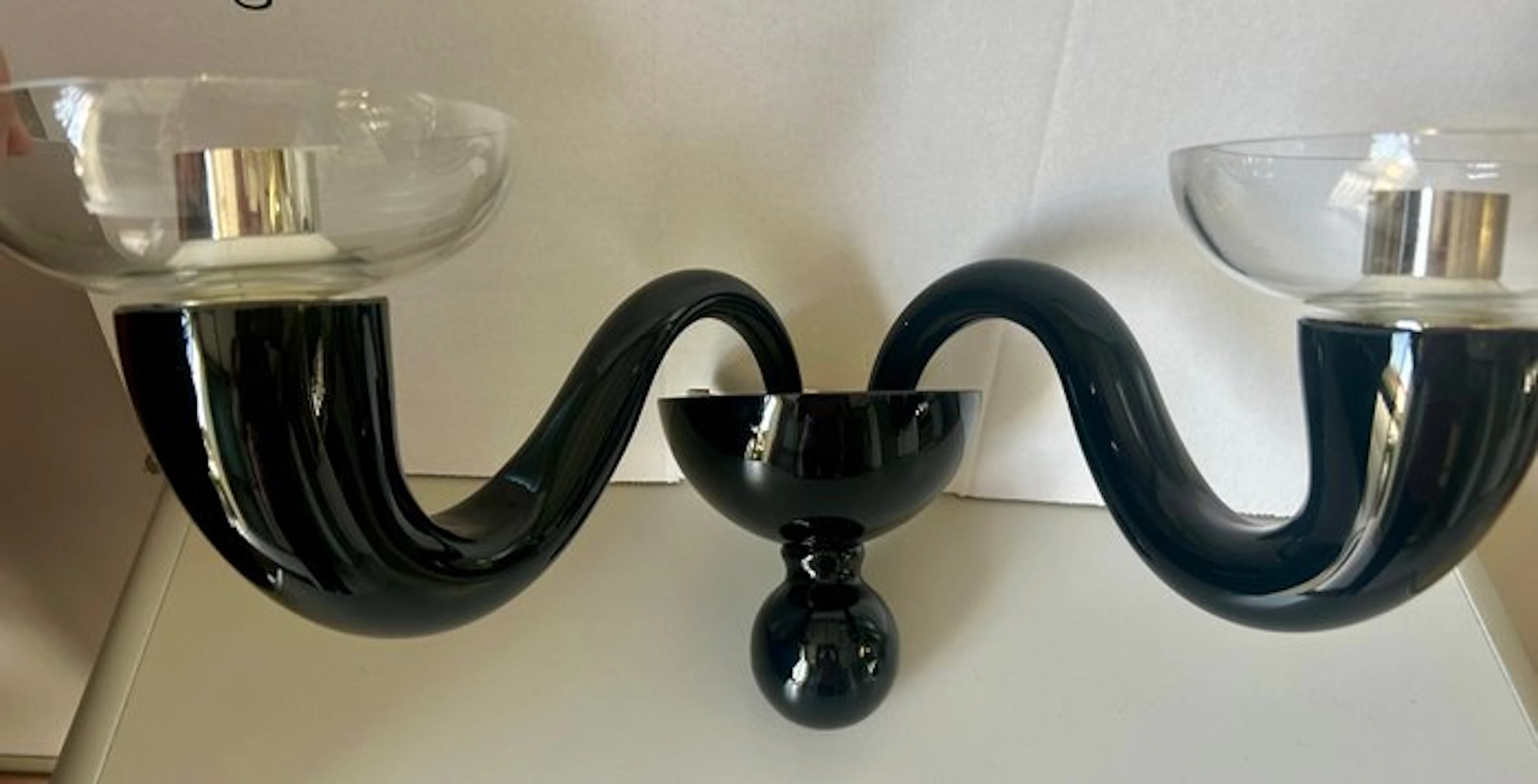 Wall lamp - Murano glass - Murano black wall sconce