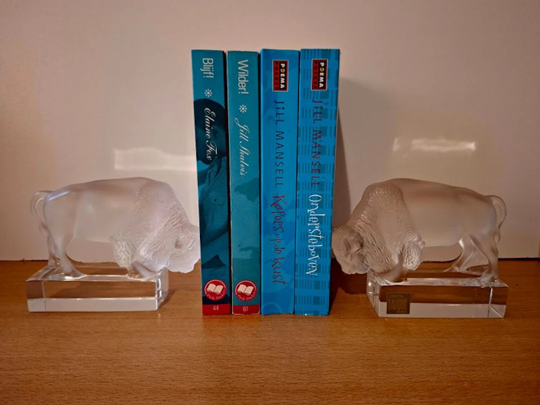 Lalique - René Lalique - Bookends (2) - Crystal - bison