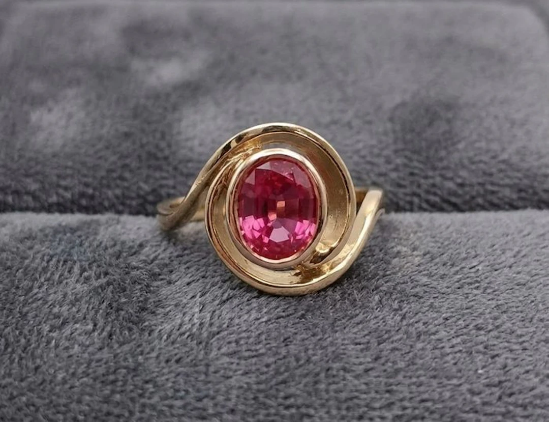 No reserve price - Ring Silver - 3.15ct. tw. Sapphire padparadscha