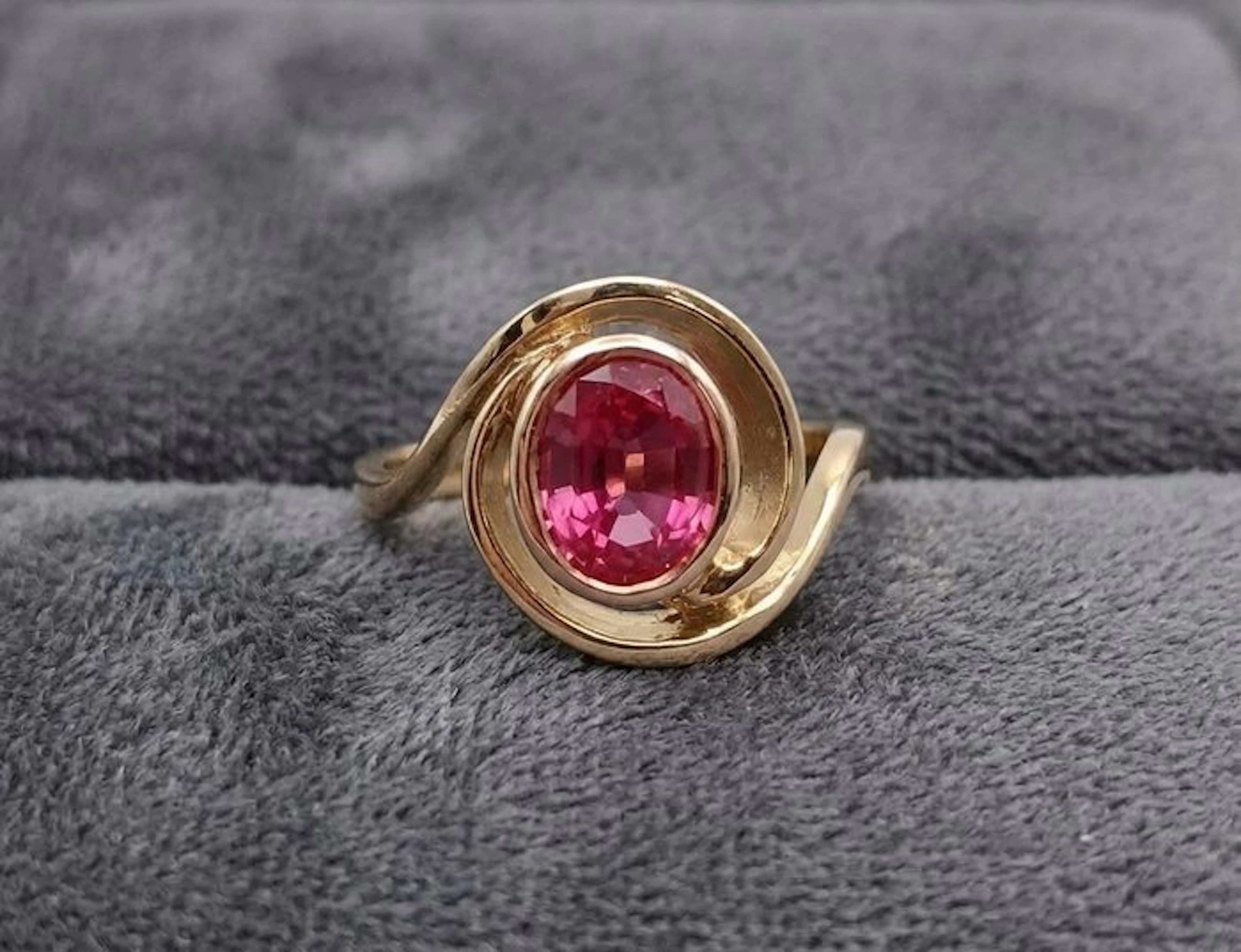 No reserve price - Ring Silver - 3.15ct. tw. Sapphire padparadscha