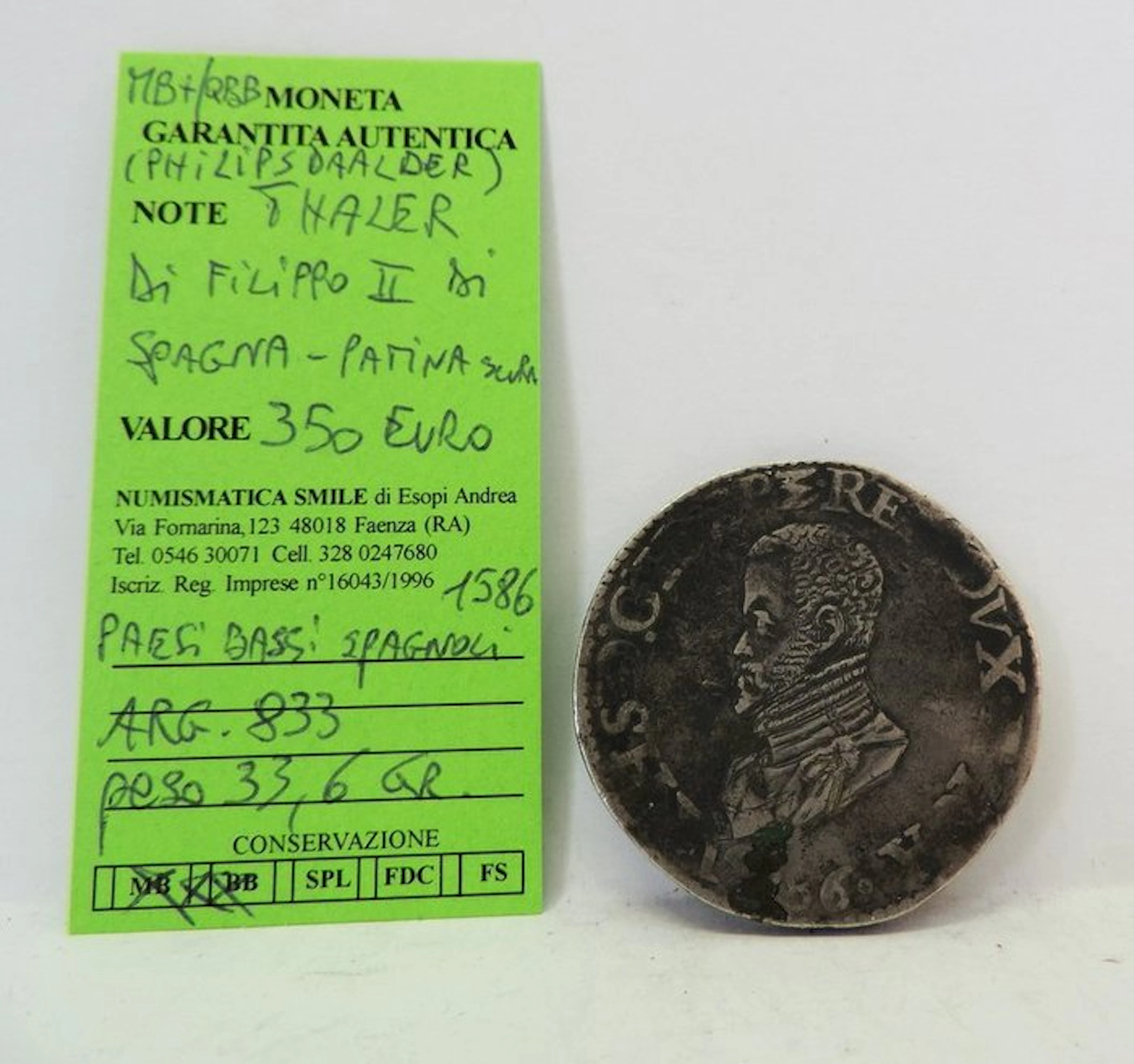Netherlands. Filippo II di Spagna. Tallero 1586 (Thaler) (No reserve price)