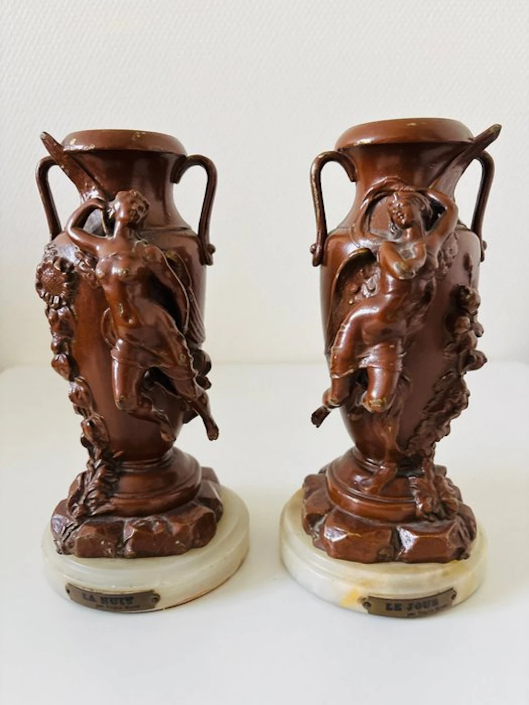 Virgile Moray - Vase (2) - Bronze - The Night and the Day