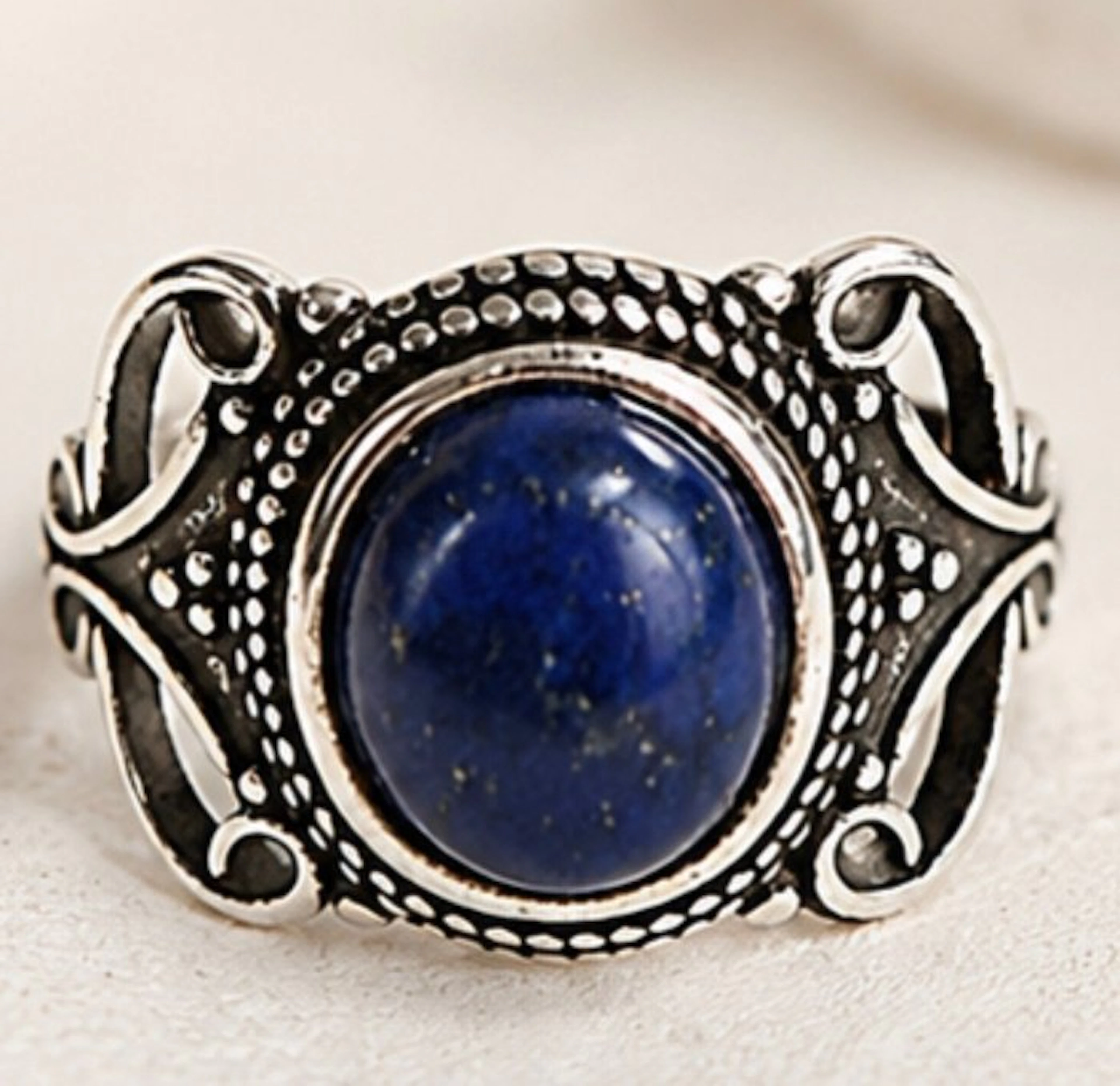 Vintage Sterling Silver 925 Lapis Lazuli Ring - Ring